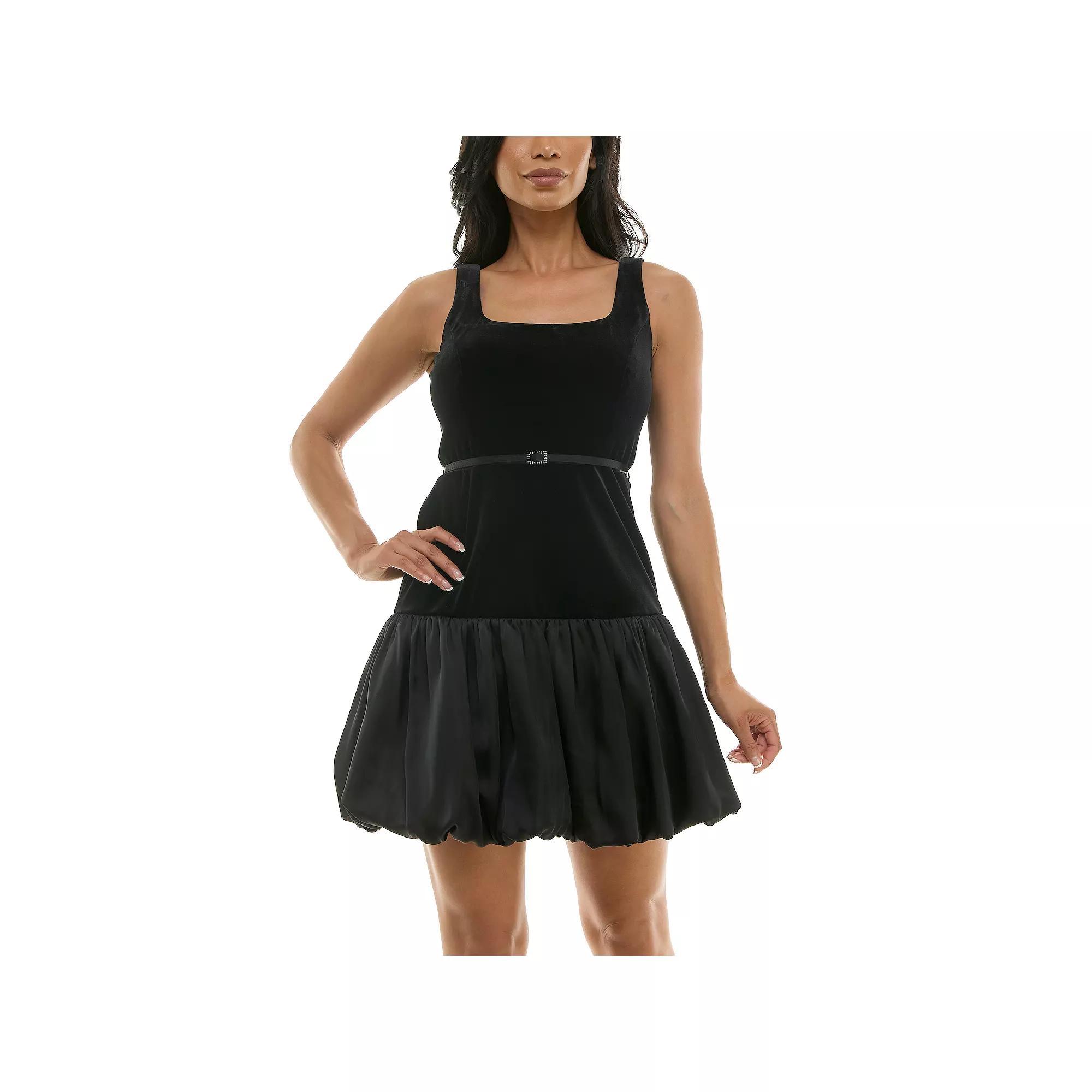 Women's Maison Tara Lux Velvet Square Neck Satin Bubble Hem, Size: 8, Black Product Image
