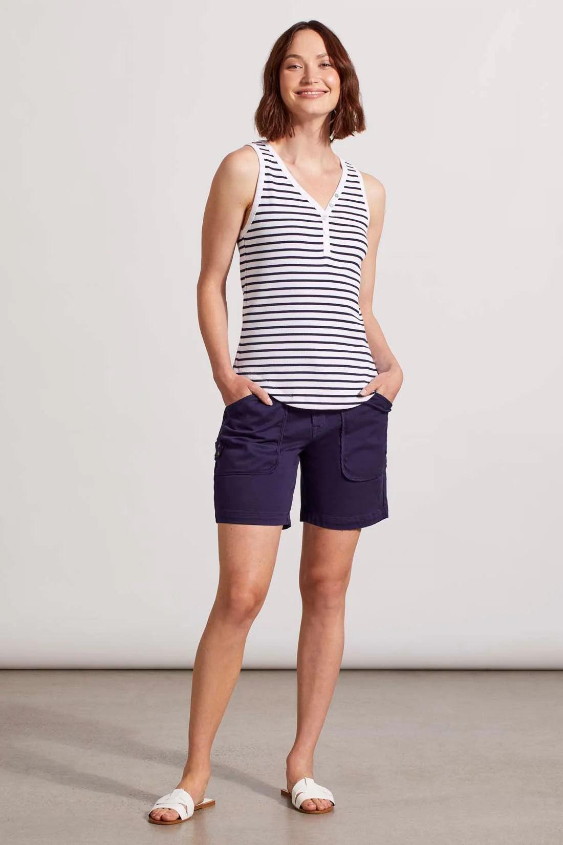 STRIPED COTTON HENLEY TANK TOP Product Image