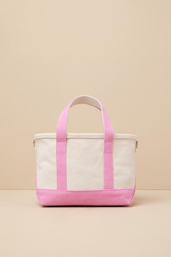 Prepared Sweetie Beige and Pink Canvas Mini Tote Bag Product Image