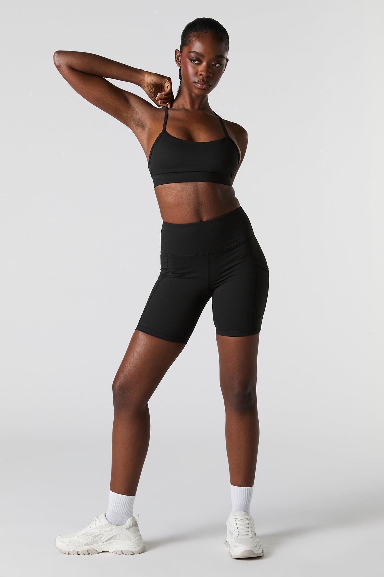 Solid Sports Bra with Built-In Bra Cups Female Product Image
