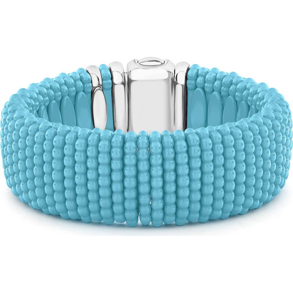 LAGOS Sterling Silver Caviar Blue Ceramic Statement Bracelet In Silver/blue Product Image