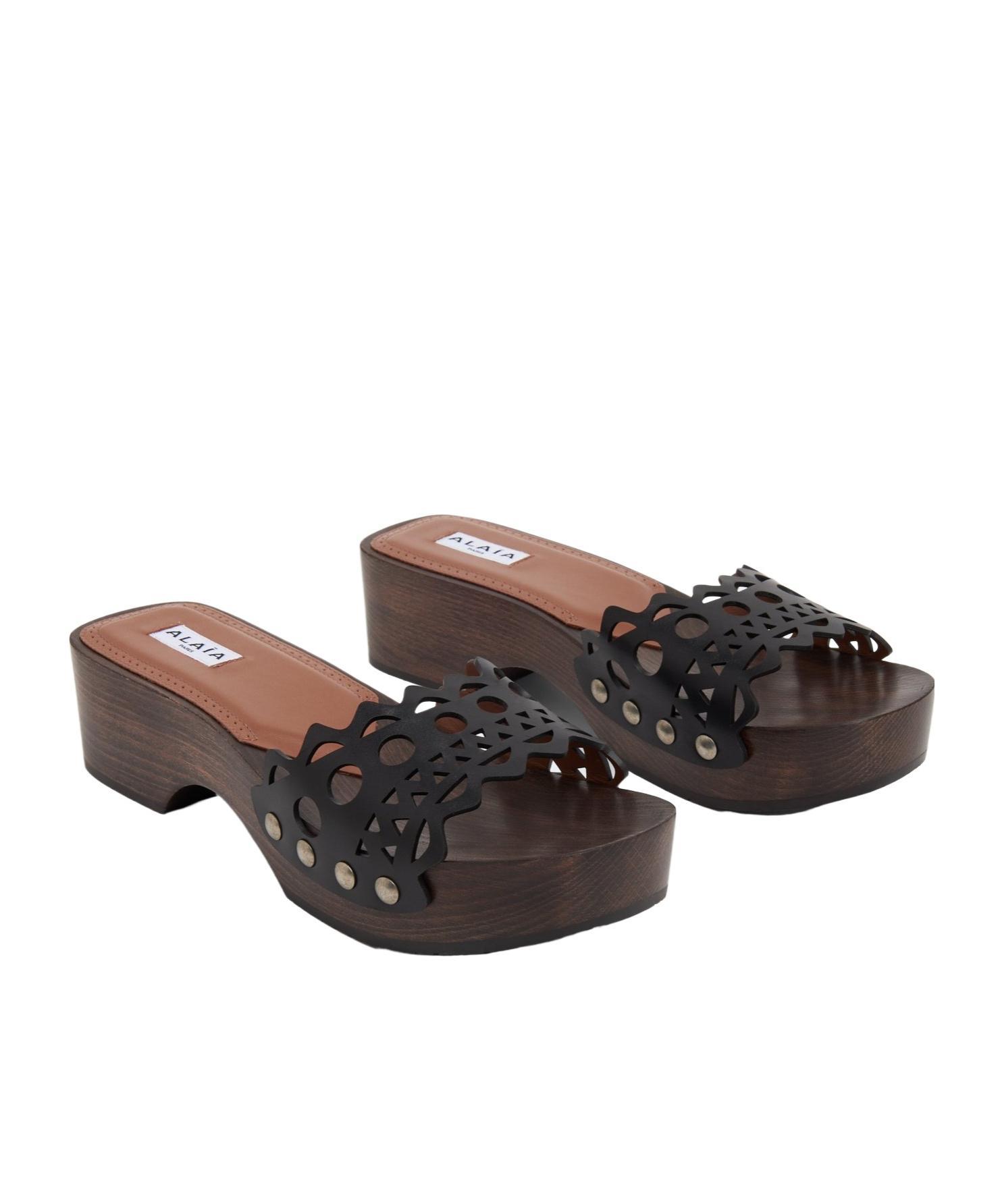 ALAÏA Logo High-heeled Sandals In Black Product Image