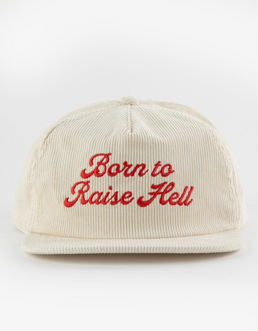 LANDERS SUPPLY HOUSE Born To Raise Hell Corduroy Snapback Hat - WHITE COMBO Product Image