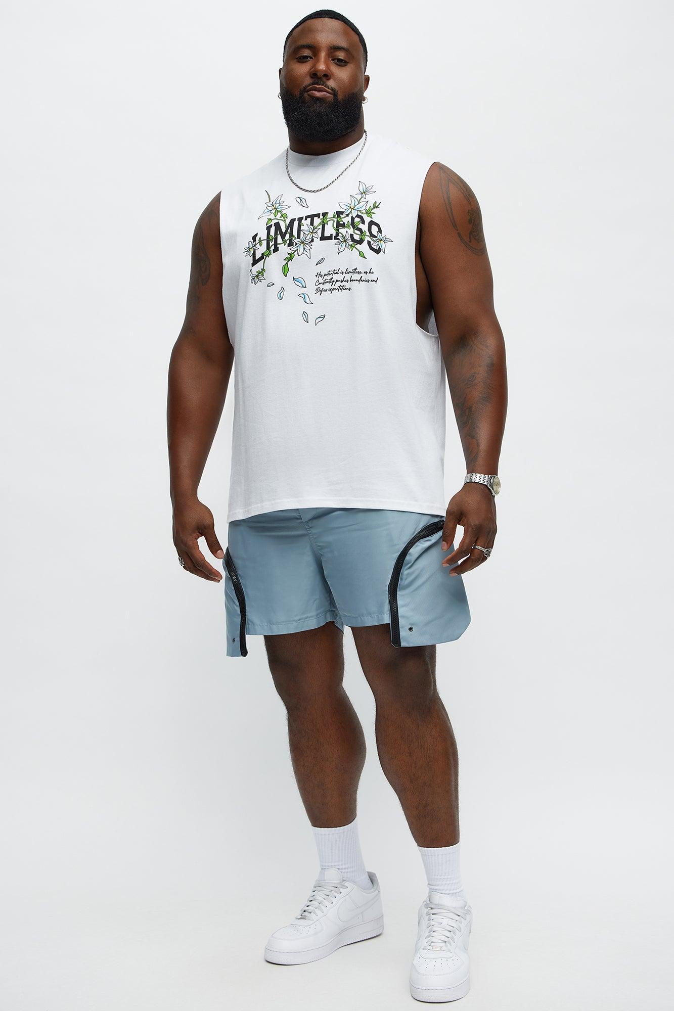 Cargo Pockets Relaxed Drawstring Shorts - Blue Product Image