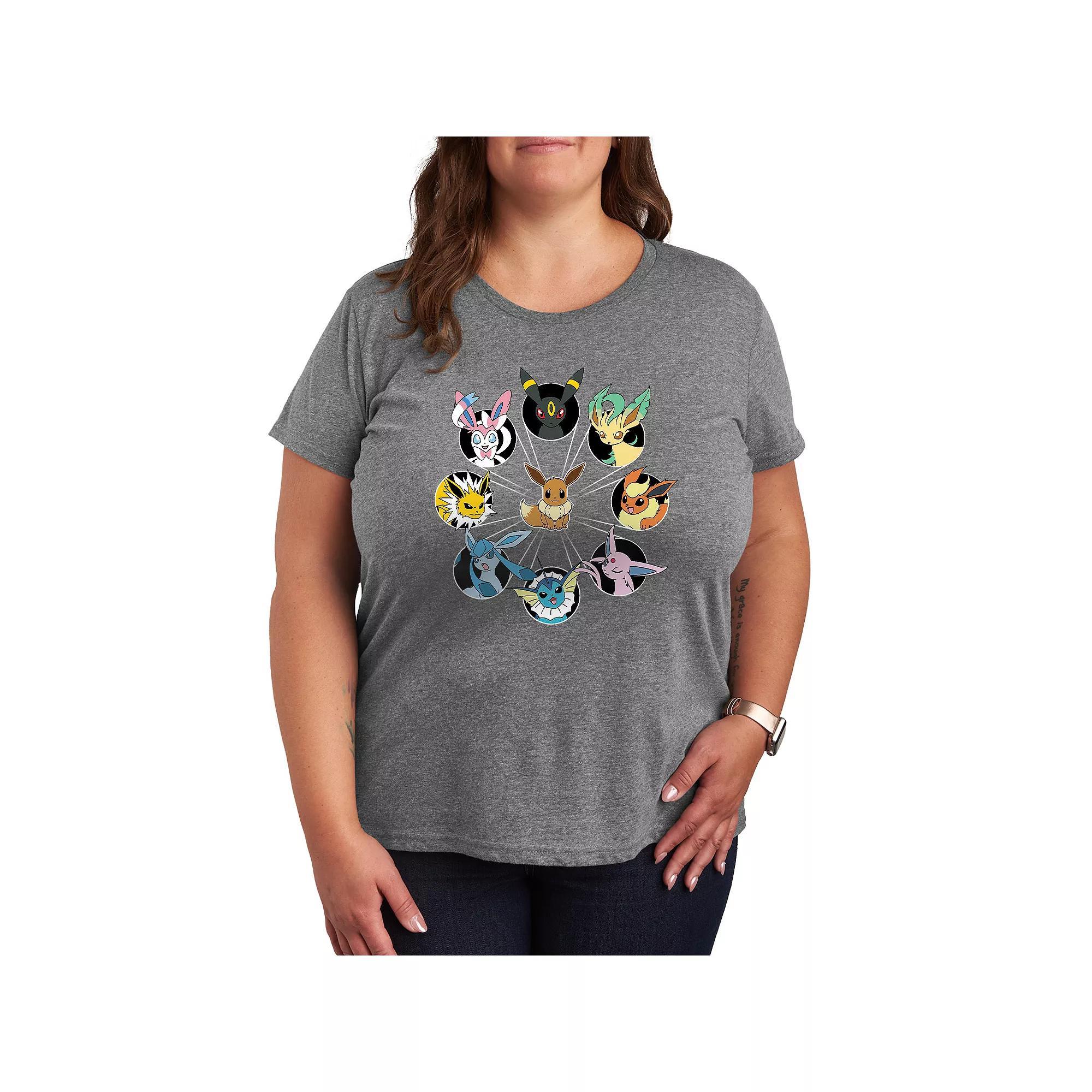 Womens Pokemon Eevee Evolution Graphic Tee Grey Gray Product Image