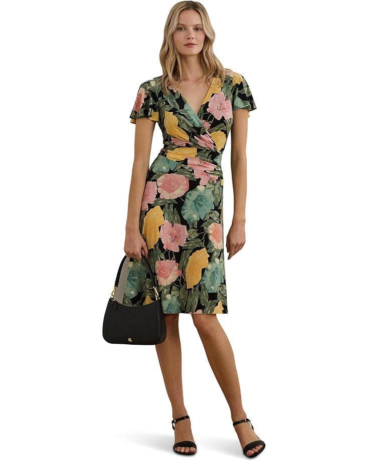 Floral Crinkle Georgette Surplice Dress Product Image