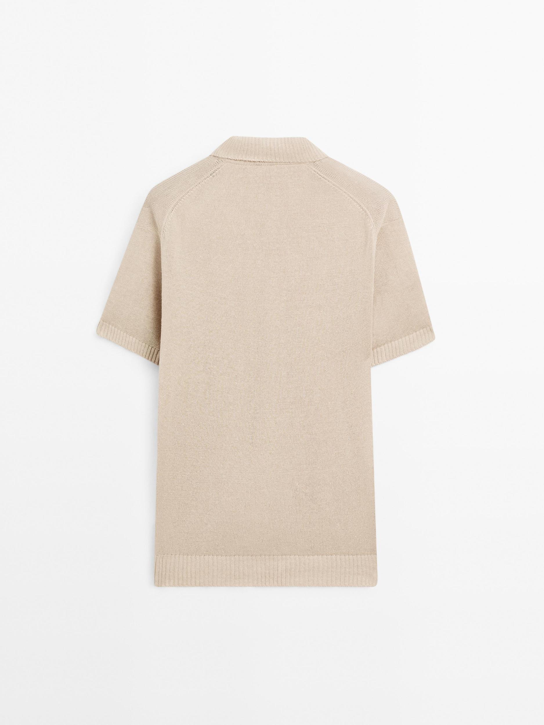 Knit V-neck polo shirt Product Image
