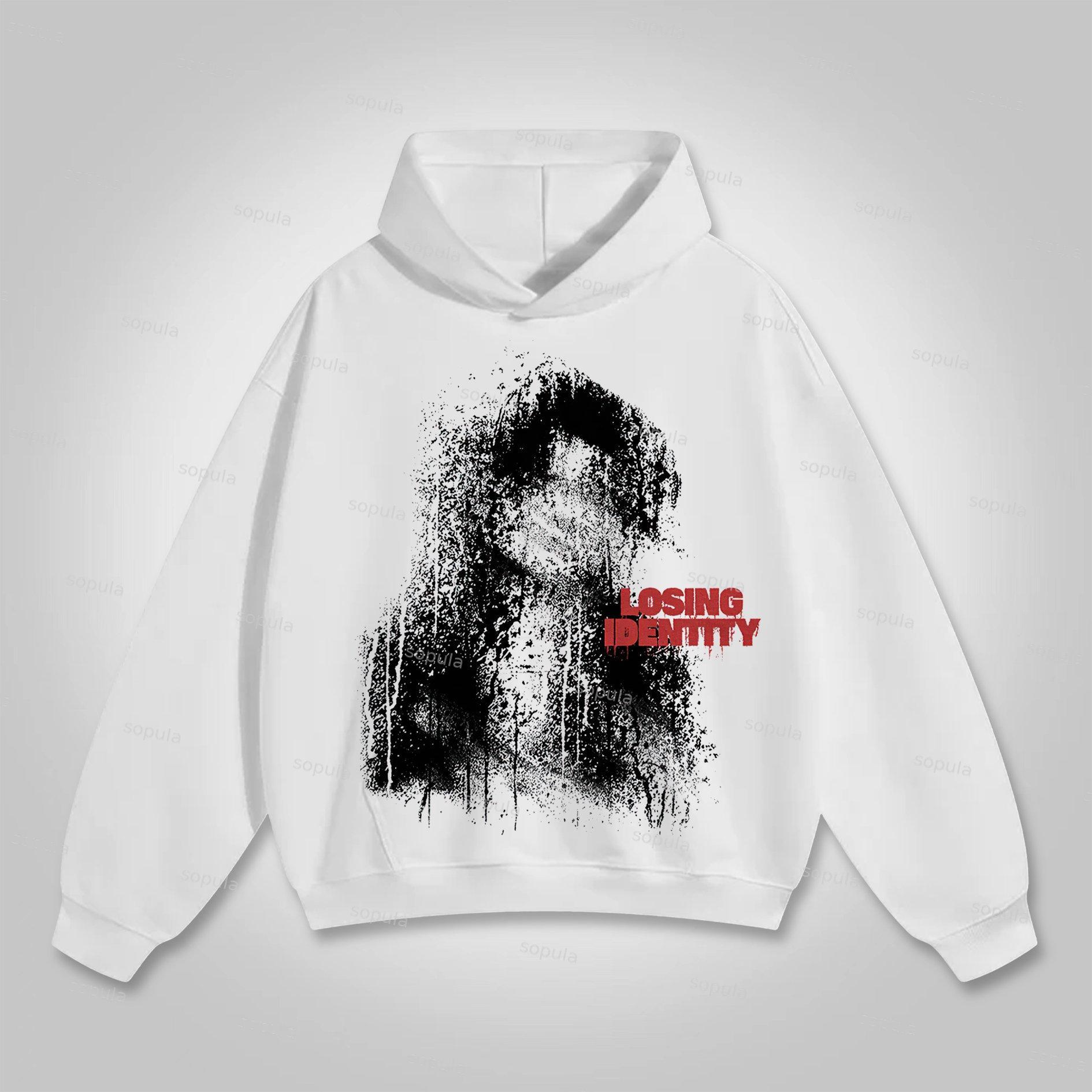 Sopula Flame Letter Cool Boy Graphic Cotton Pocket Hoodie Product Image