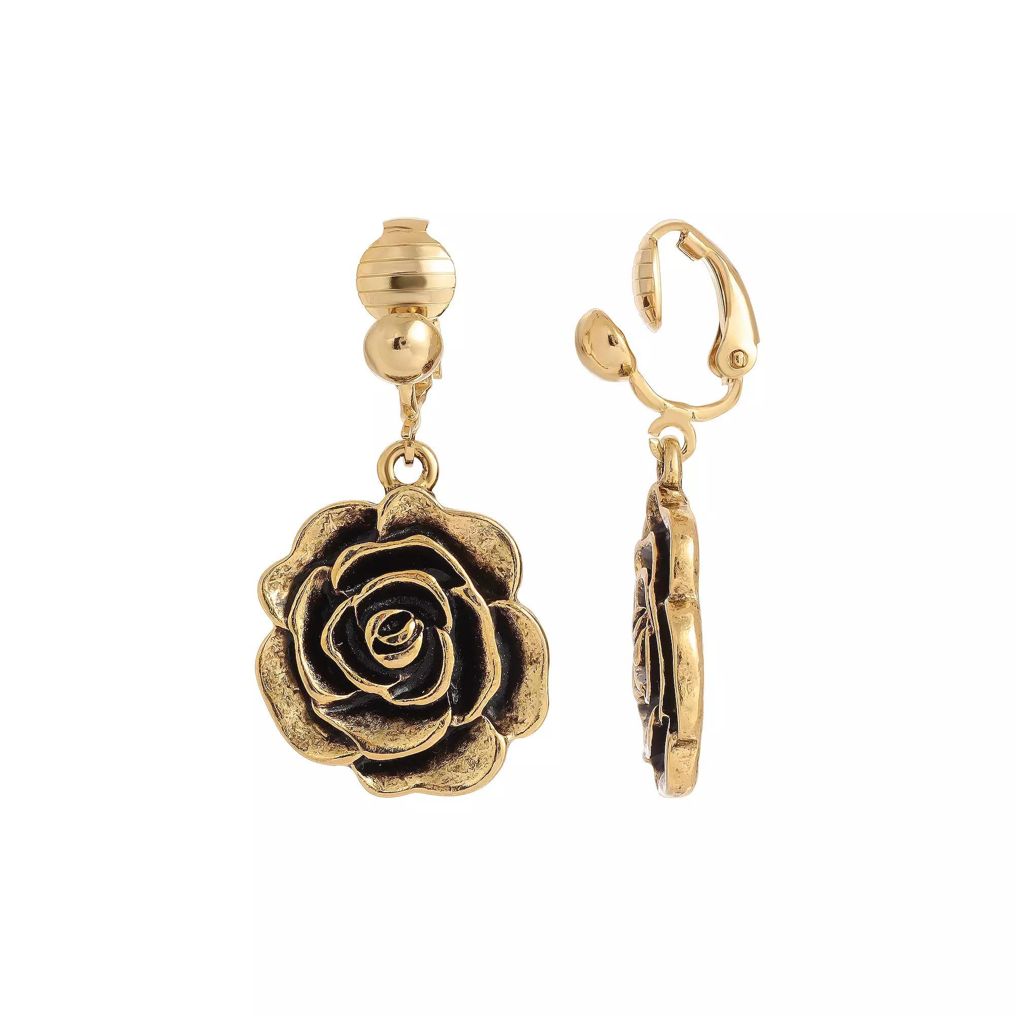 1928 Flower Clip On Earrings, Womens, Gold Tone Product Image