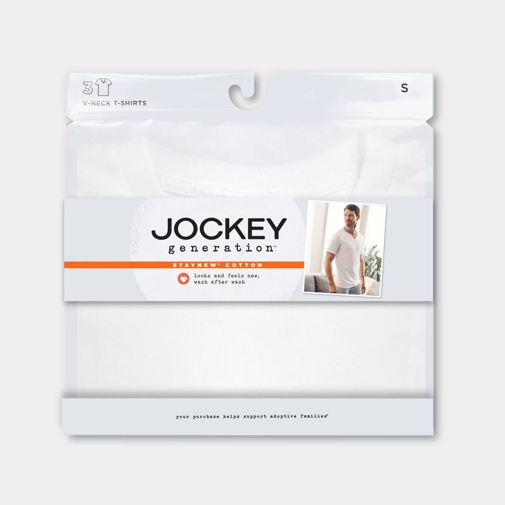 Jockey Generation™ Men's 100% Cotton V Neck Undershirt 3pk - White S: Moisture Wicking, Tagless Product Image