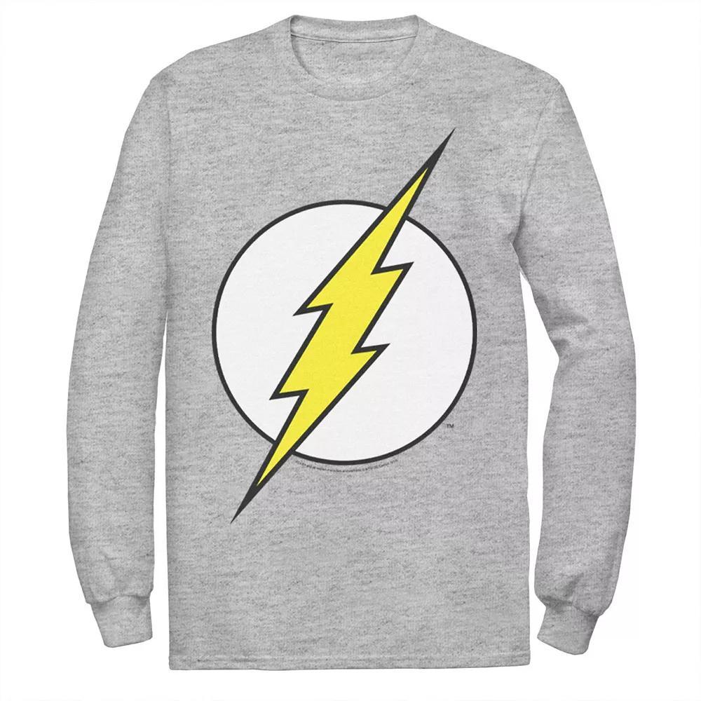 Men's DC Comics The Flash Classic Logo Long Sleeve Tee, Size: XL, Athletic Grey Product Image