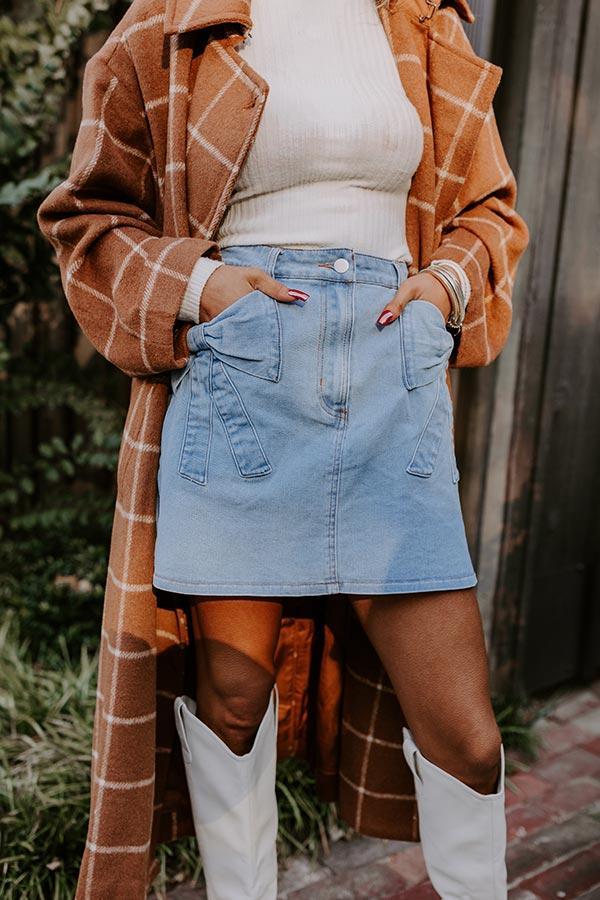 The Kaeli High Waist Denim Skirt in Light Wash Product Image
