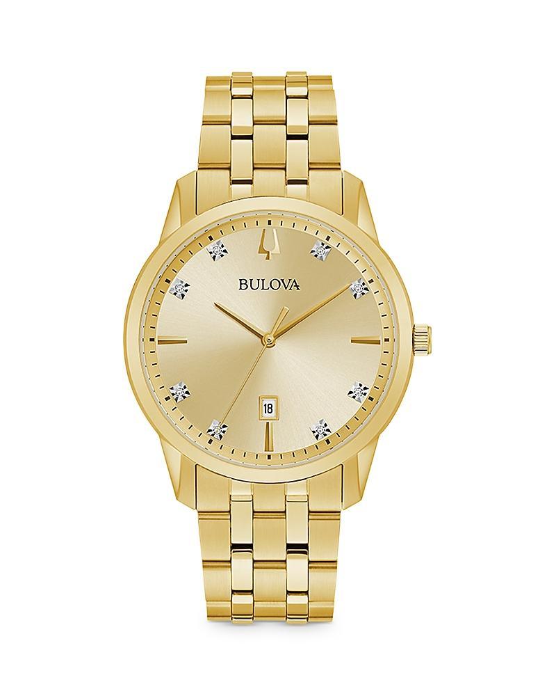 Bulova Mens Diamond Accent Gold-Tone Stainless Steel Watch - 97D123K Gold Tone Product Image