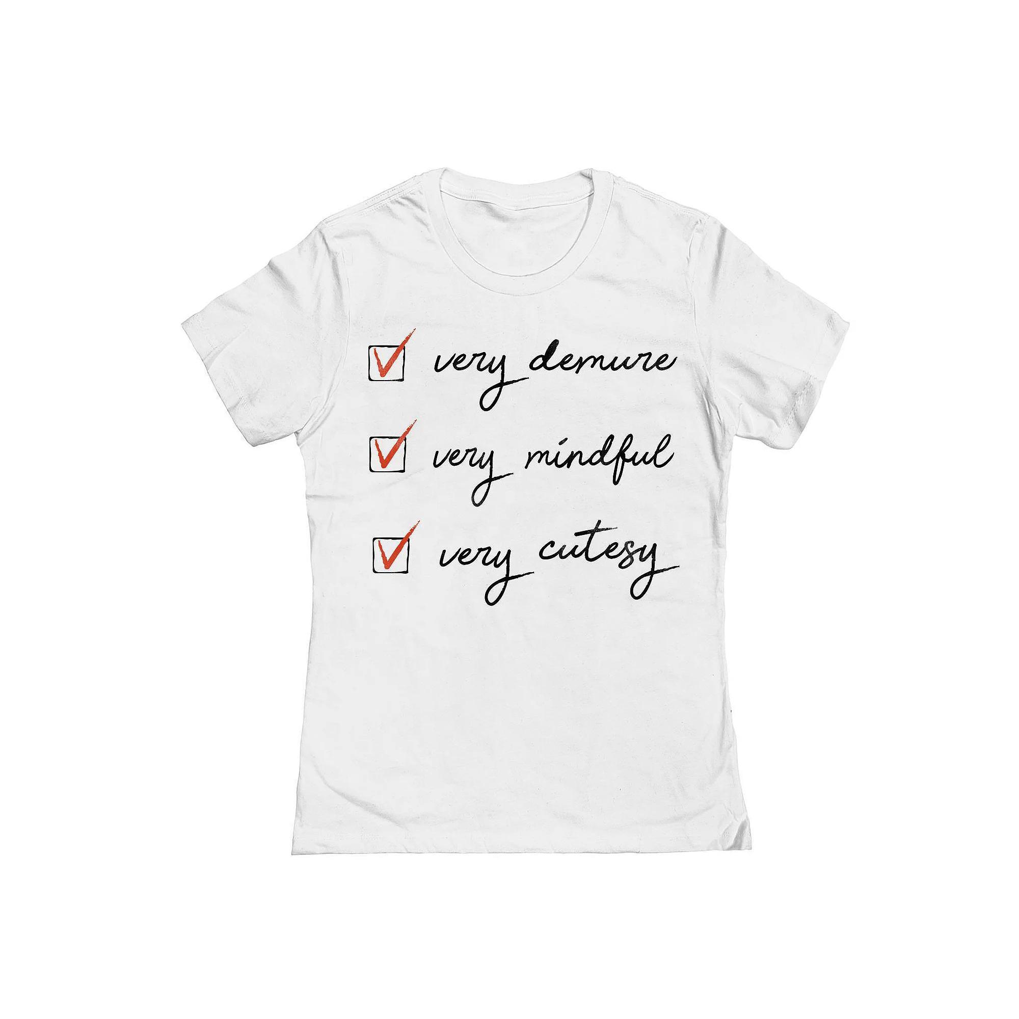 Junior's Grayson Threads The Label Very Demure Checklist Graphic Tee, Girl's, Size: XXL, White Product Image