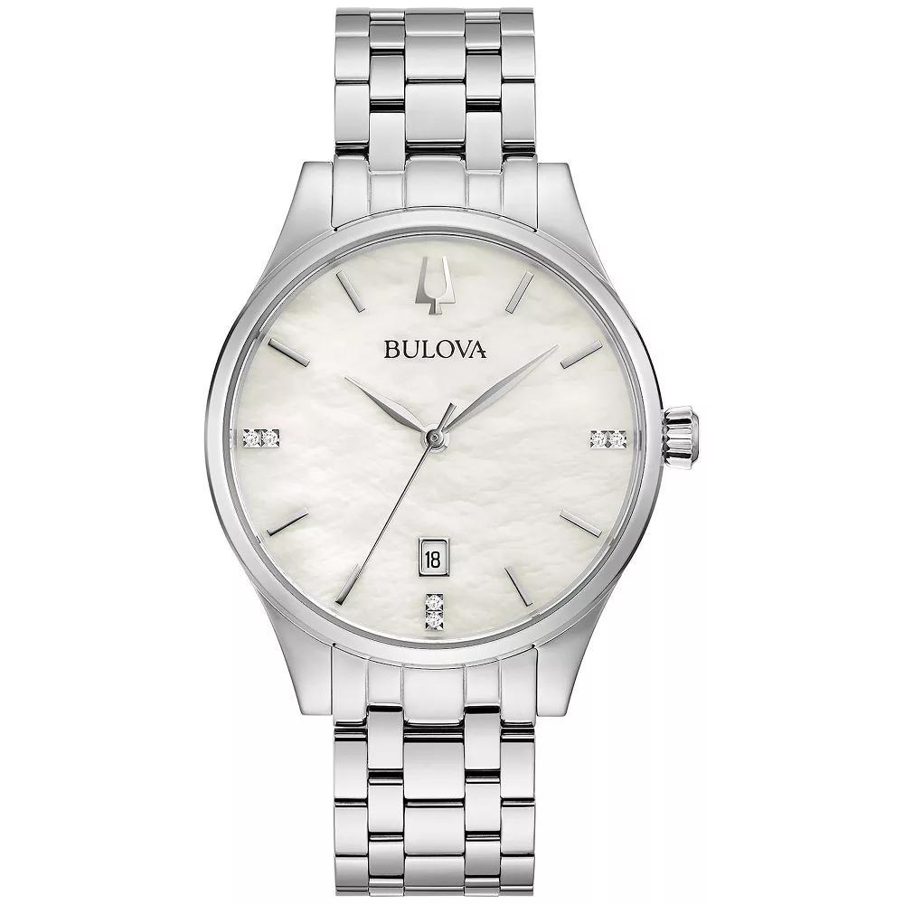 Bulova Womens Stainless Steel Diamond Accent Watch - 96P220 Silver Tone Product Image