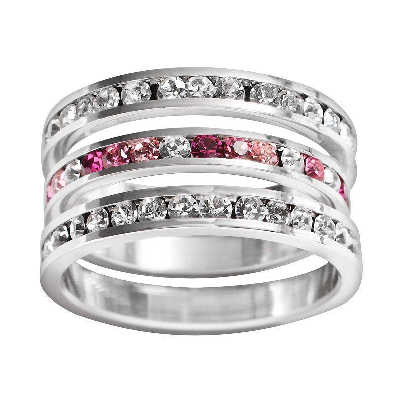 Traditions Jewelry Company Sterling Silver Crystal Eternity Ring Set, Womens White Team Blues Product Image