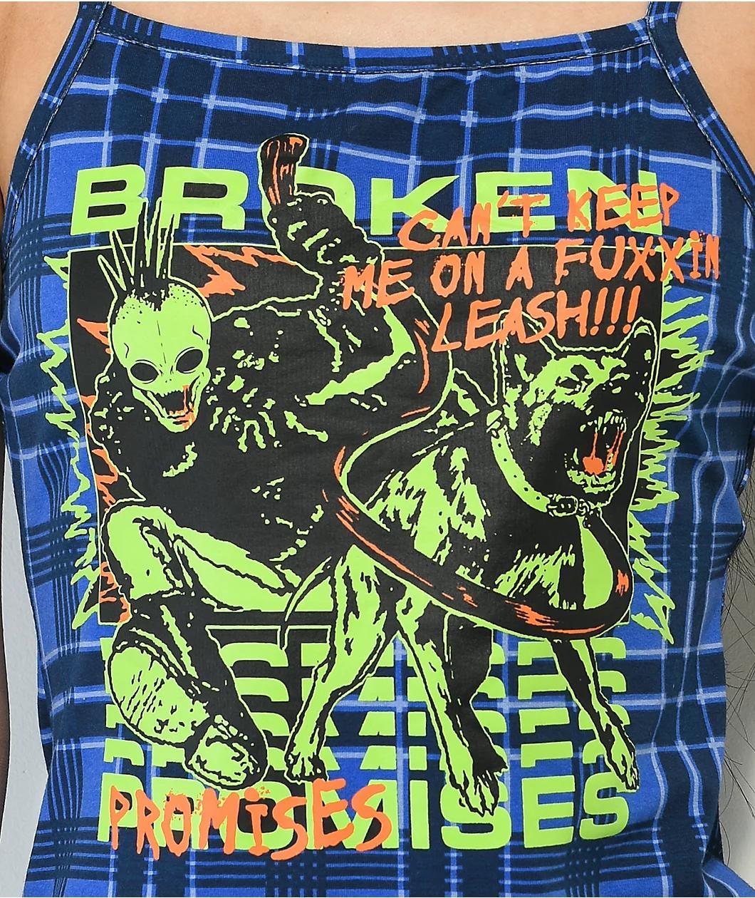 Broken Promises Leash Blue Plaid Tank Dress Product Image