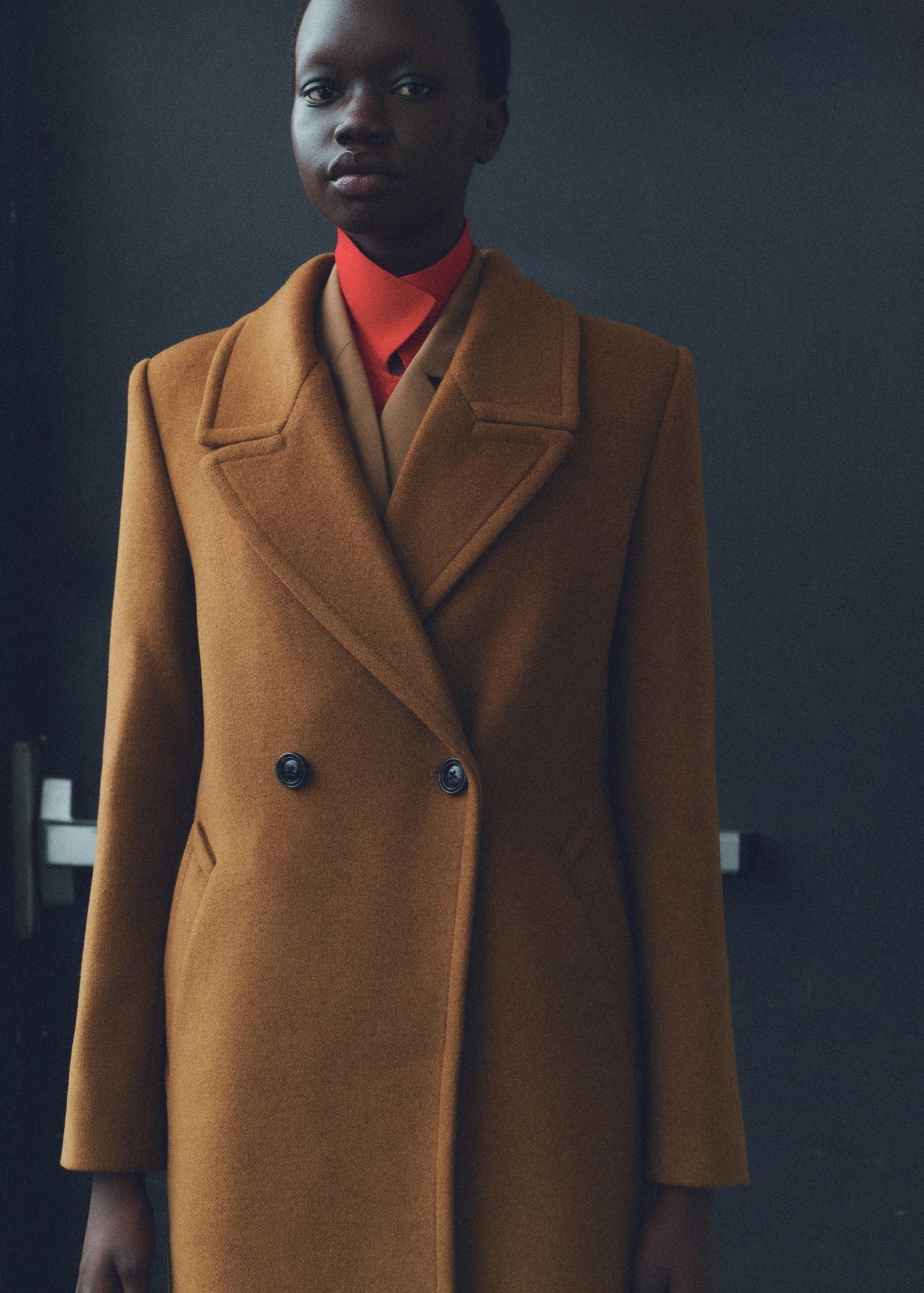 Double-breasted wool coat - Women | MANGO USA Product Image