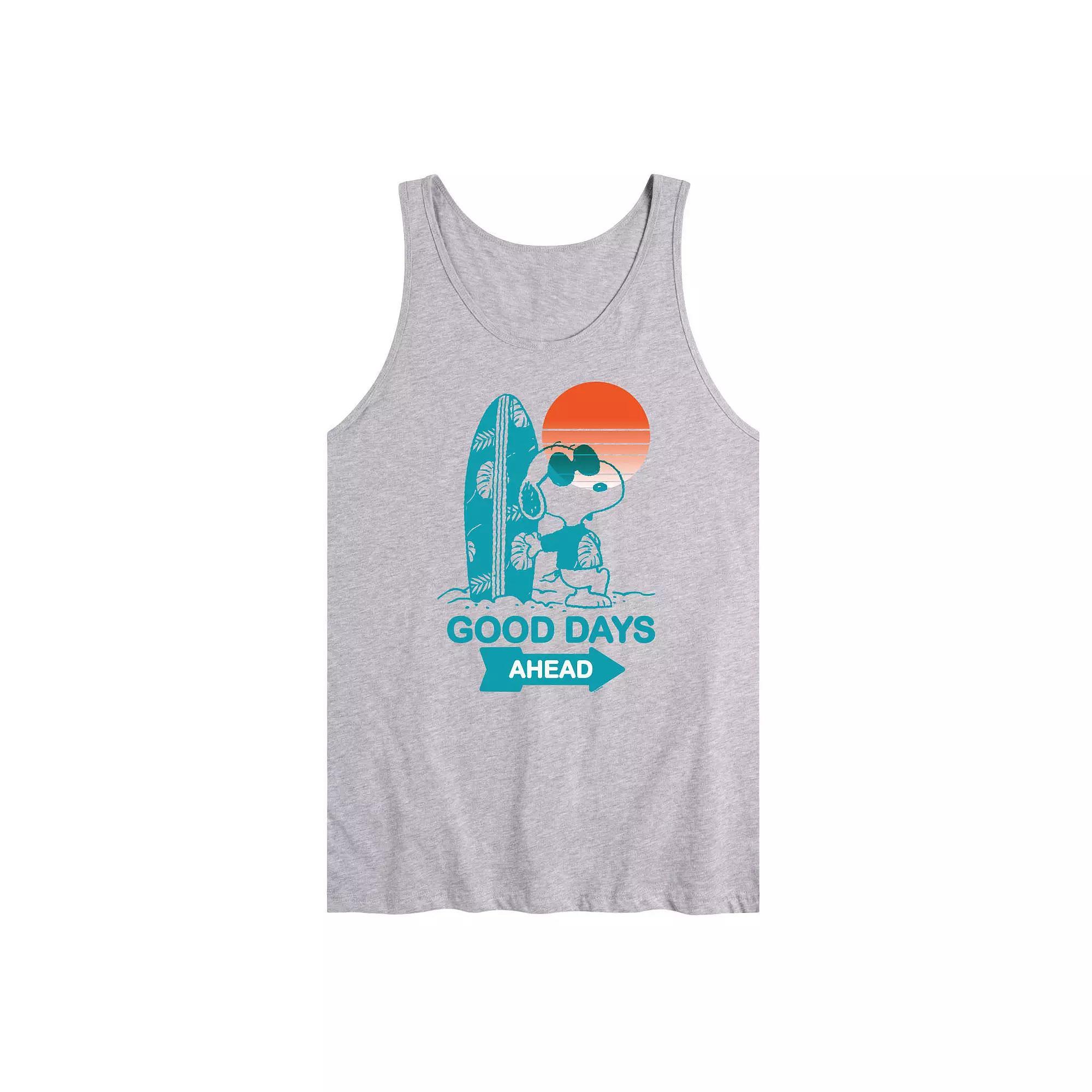 Mens Peanuts Snoopy Good Days Ahead Surfing Graphic Tank Top Product Image