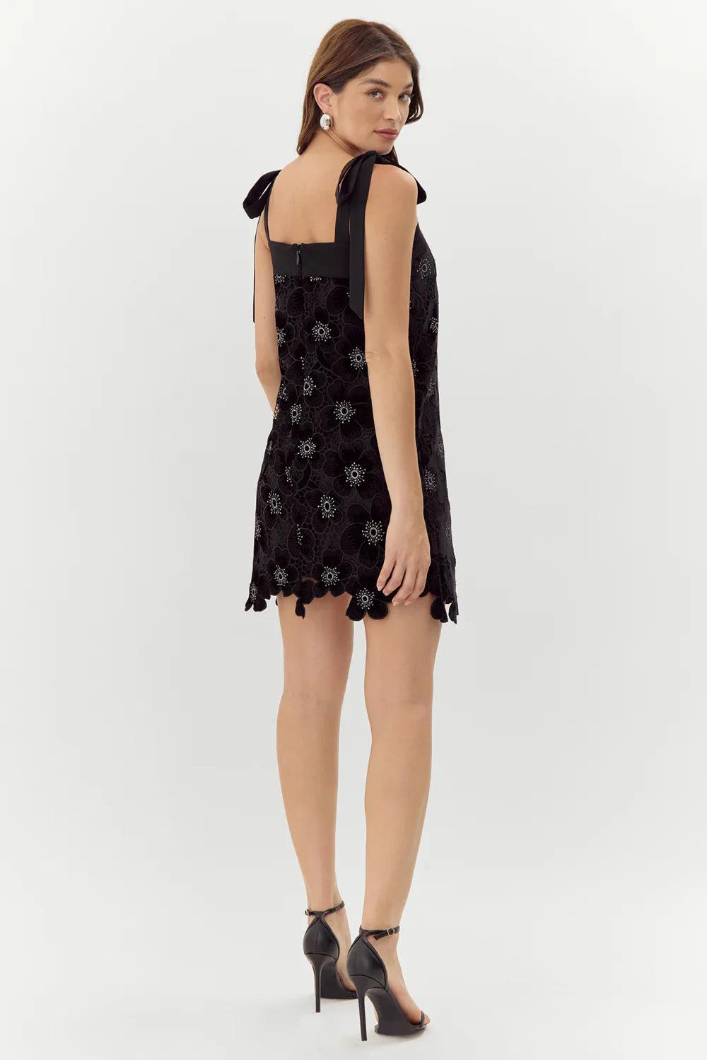 Jolene Crochet Velvet Mini Dress Product Image