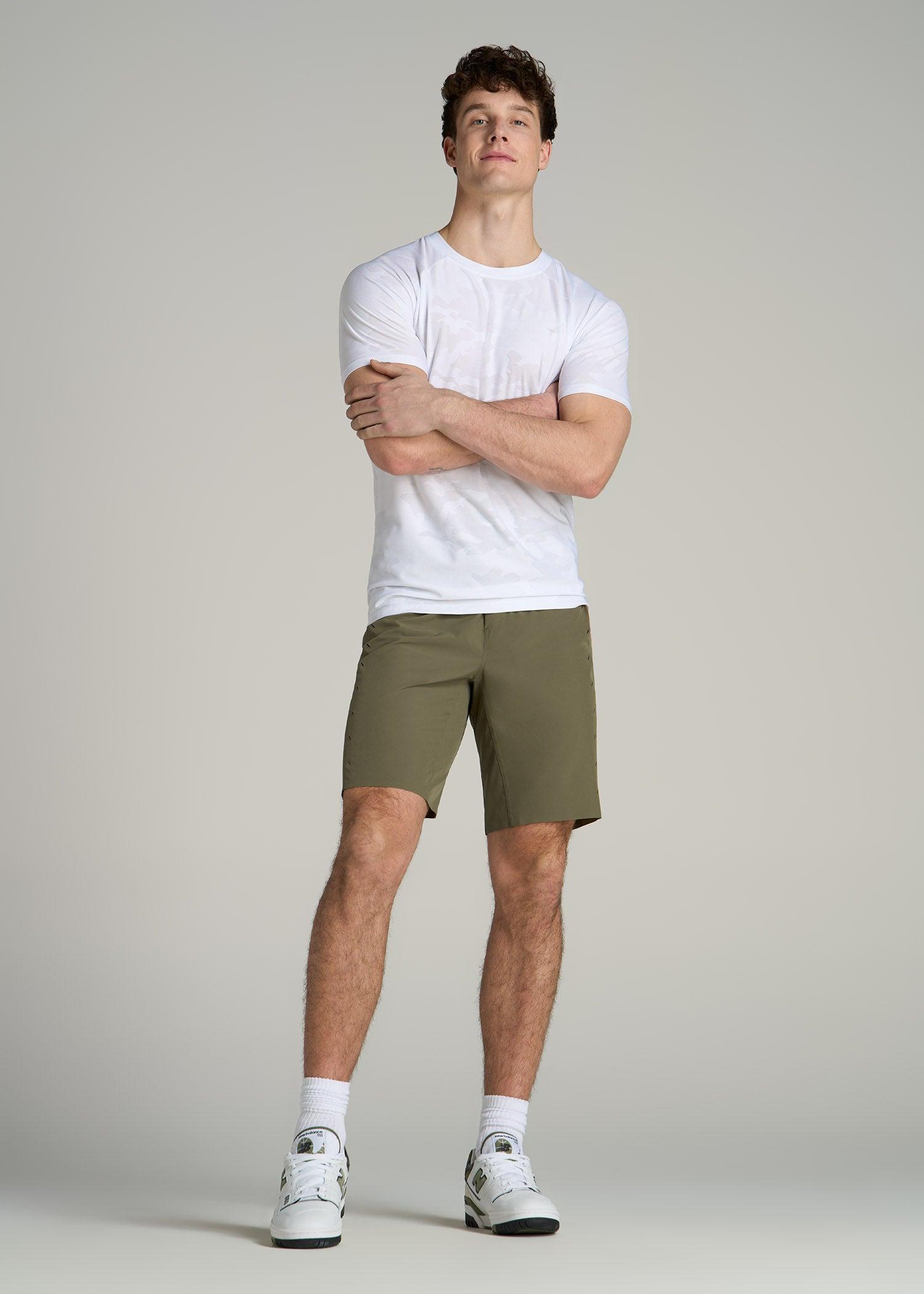 Featherweight Perforated Training Shorts for Tall Men in Black Camo Product Image