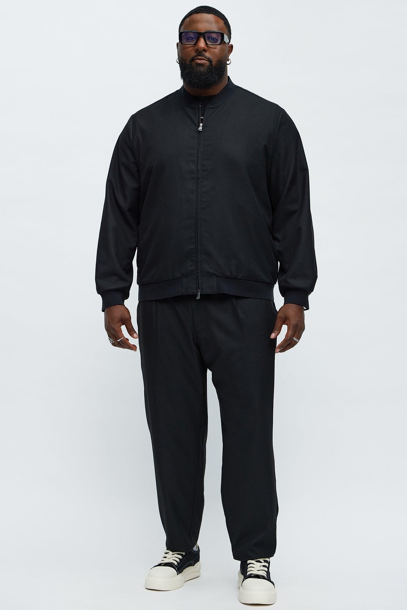 Slim Modern Two-Way Zipper Everyday Bomber - Black Product Image