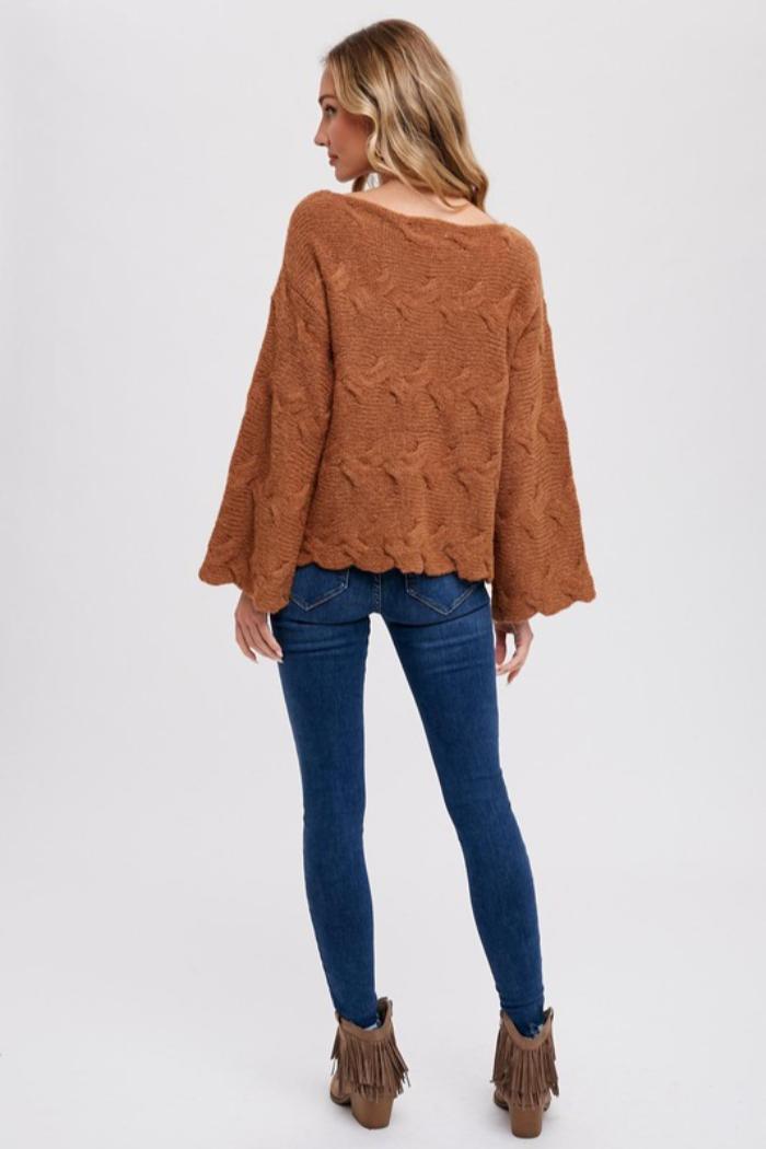 Boat Neck Cable Knit Product Image