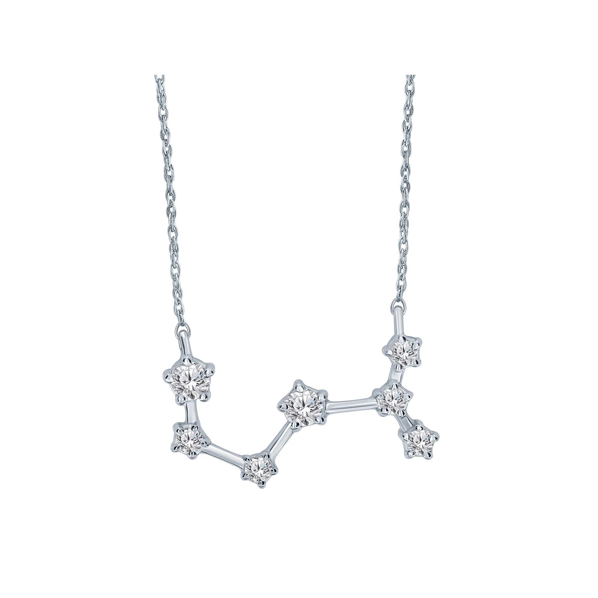 Sterling Silver 1/5 Carat T.W. Diamond Constellation Necklace, Women's, Size: 18", Scorpio Product Image