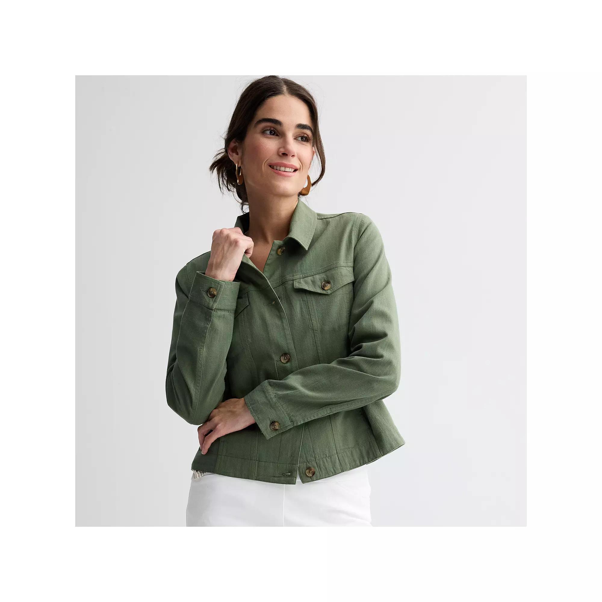 Women's Croft & Barrow® Linen-Like Jacket, Size: Small, Manolo Green Product Image