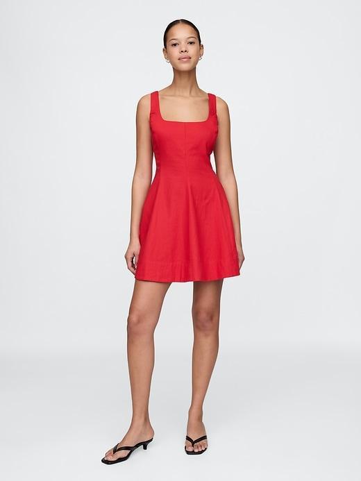Linen-Blend Mini Dress Product Image