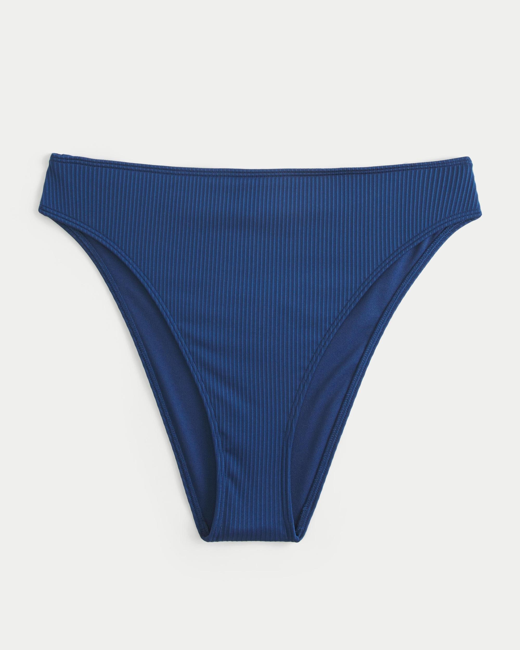 Curvy High-Leg High-Waist Ribbed Cheeky Bikini Bottom Product Image