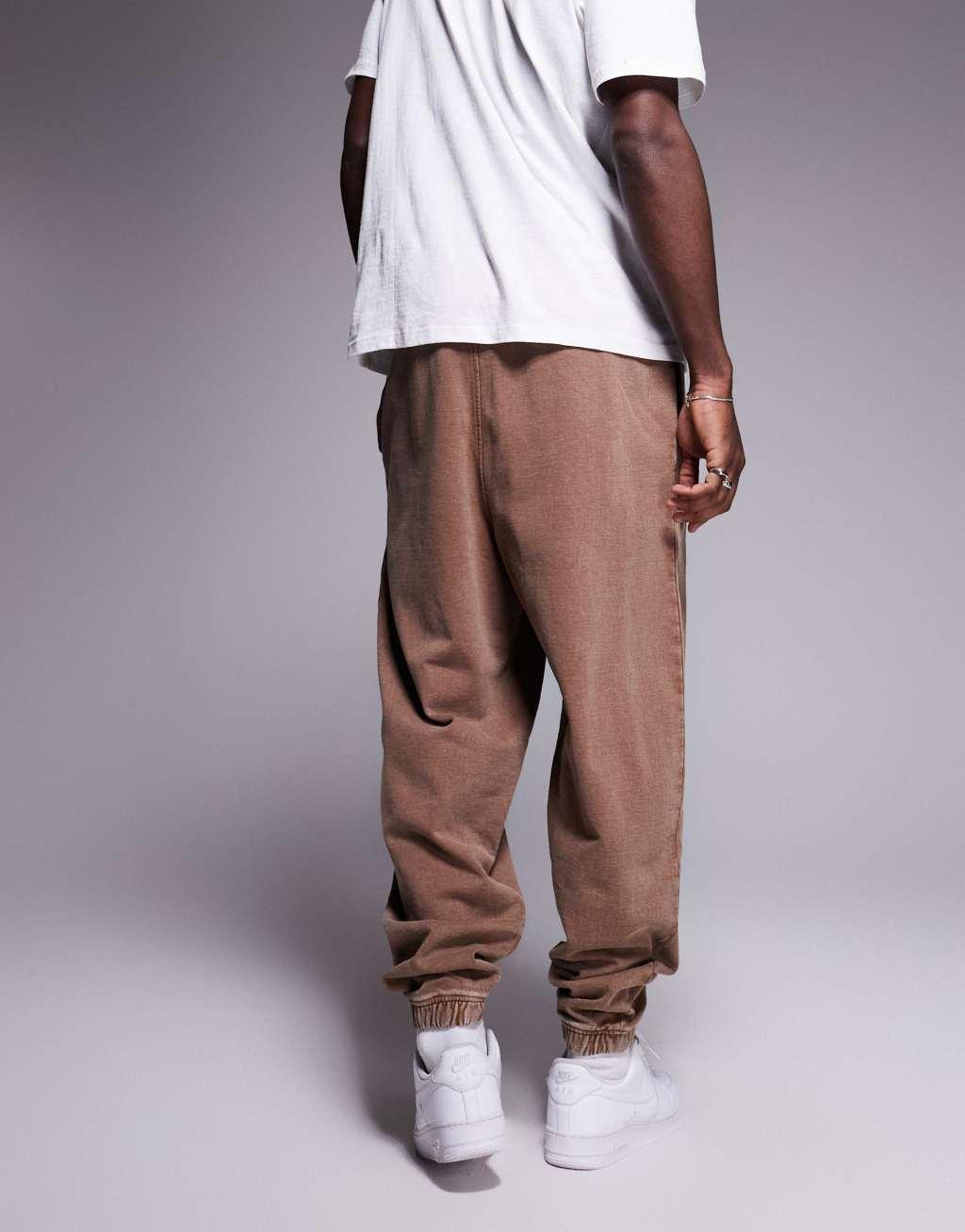 ASOS DESIGN oversized sweatpants in washed brown - part of a set Product Image