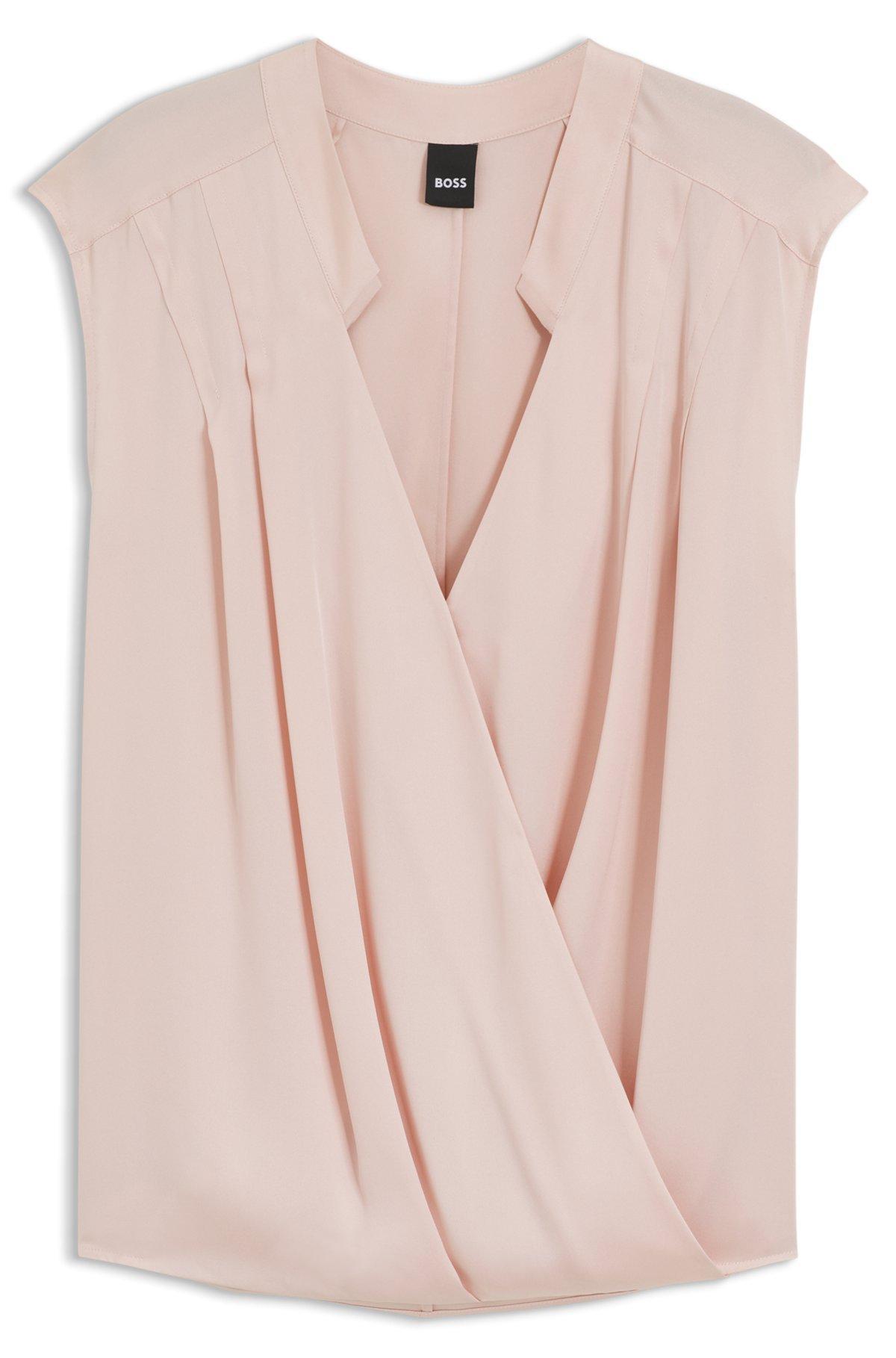 BOSS - Regular-fit blouse in stretch silk - Light Purple Product Image