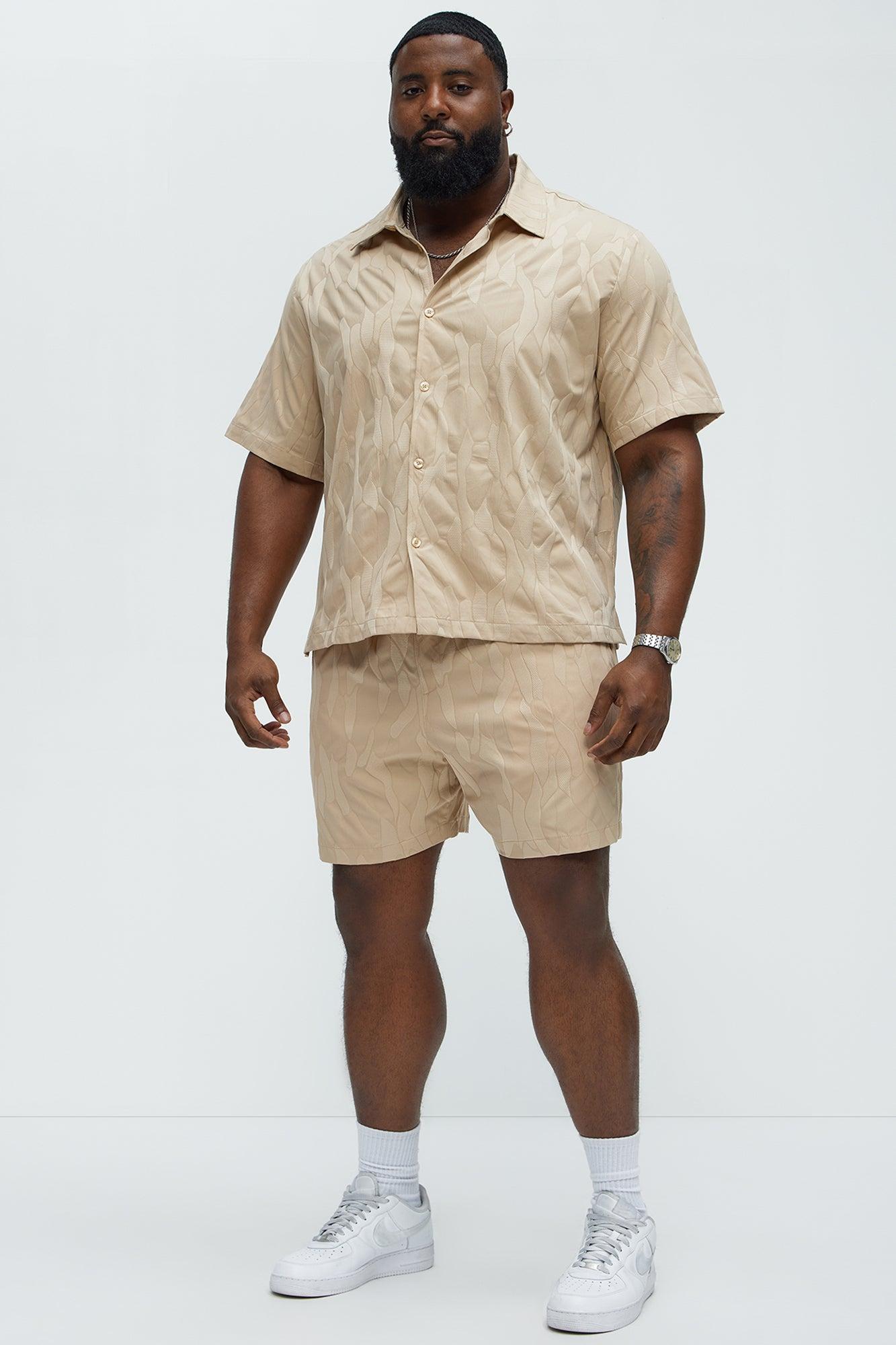 Paving Stone Jacquard Closed Collar Shirt - Tan Product Image