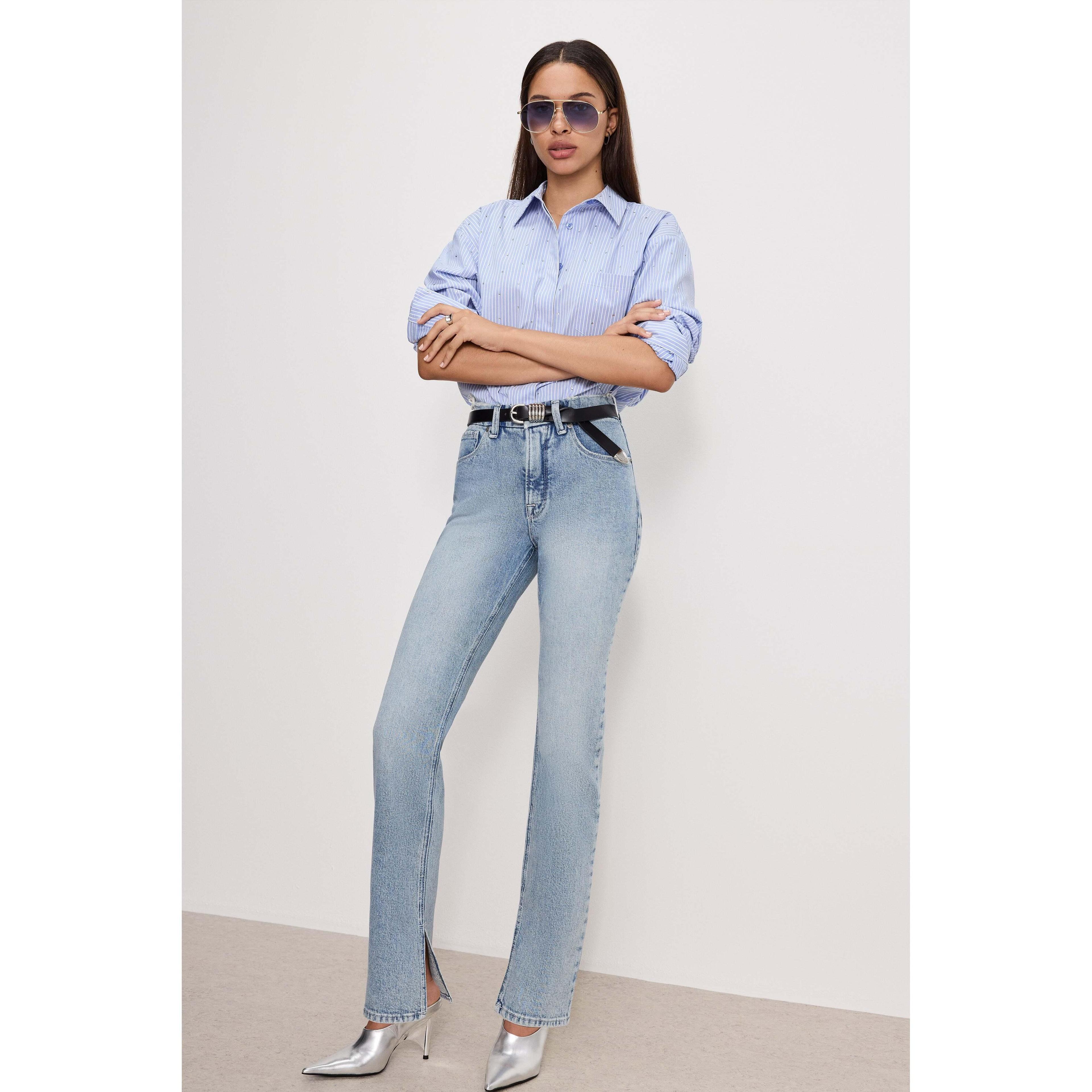 Womens Good Icon Straight Jeans | Indigo, Size 22 Plus | Good American by Khlo Kardashian Product Image
