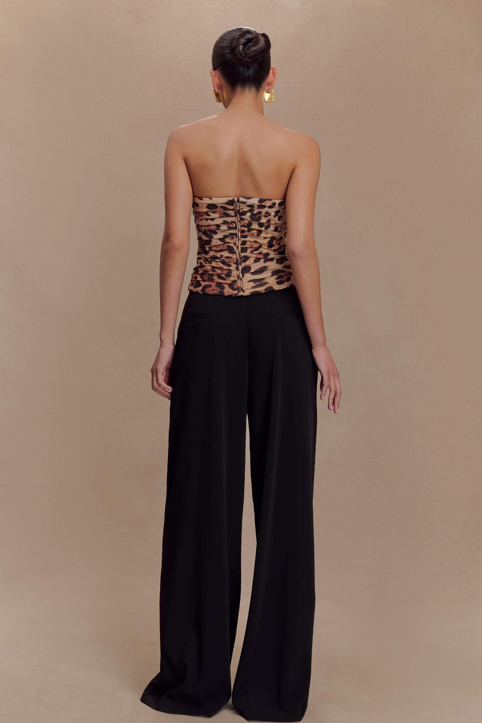 Jacqueline Pleated Wide Leg Pants - Black Product Image