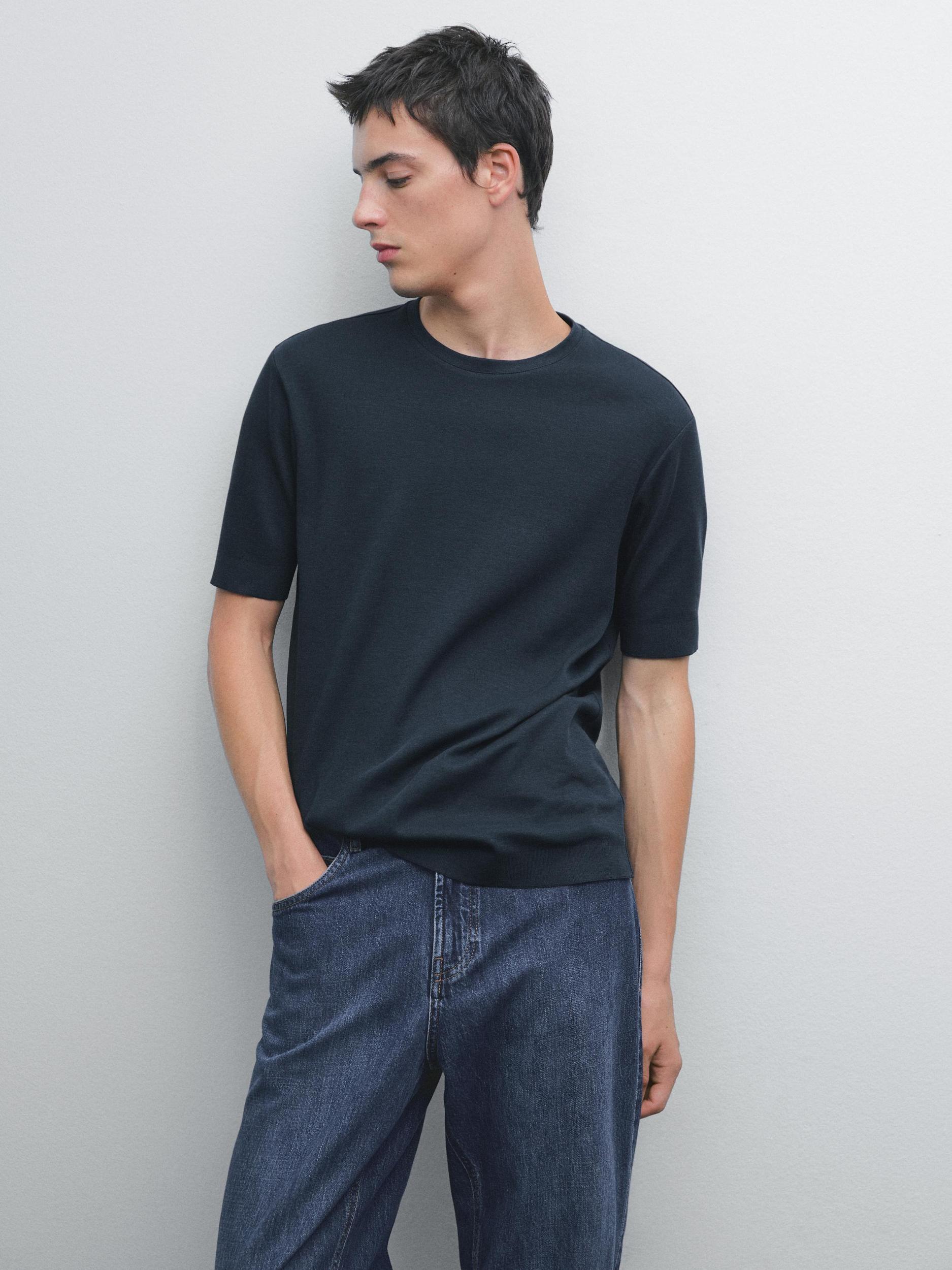 100% cotton T-shirt with ribbed trims Product Image