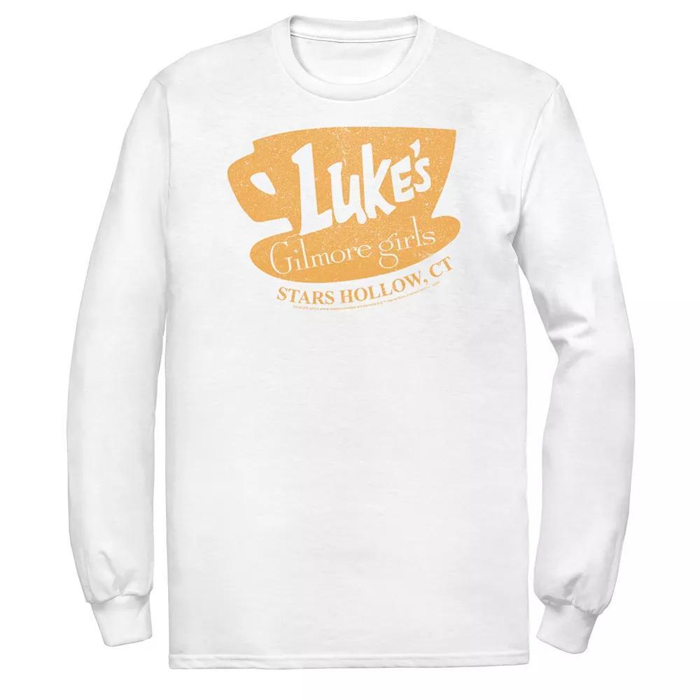 Men's Gilmore Girls Luke's Stars Hollow, CT Distressed Sign Tee, Size: Medium, White Product Image