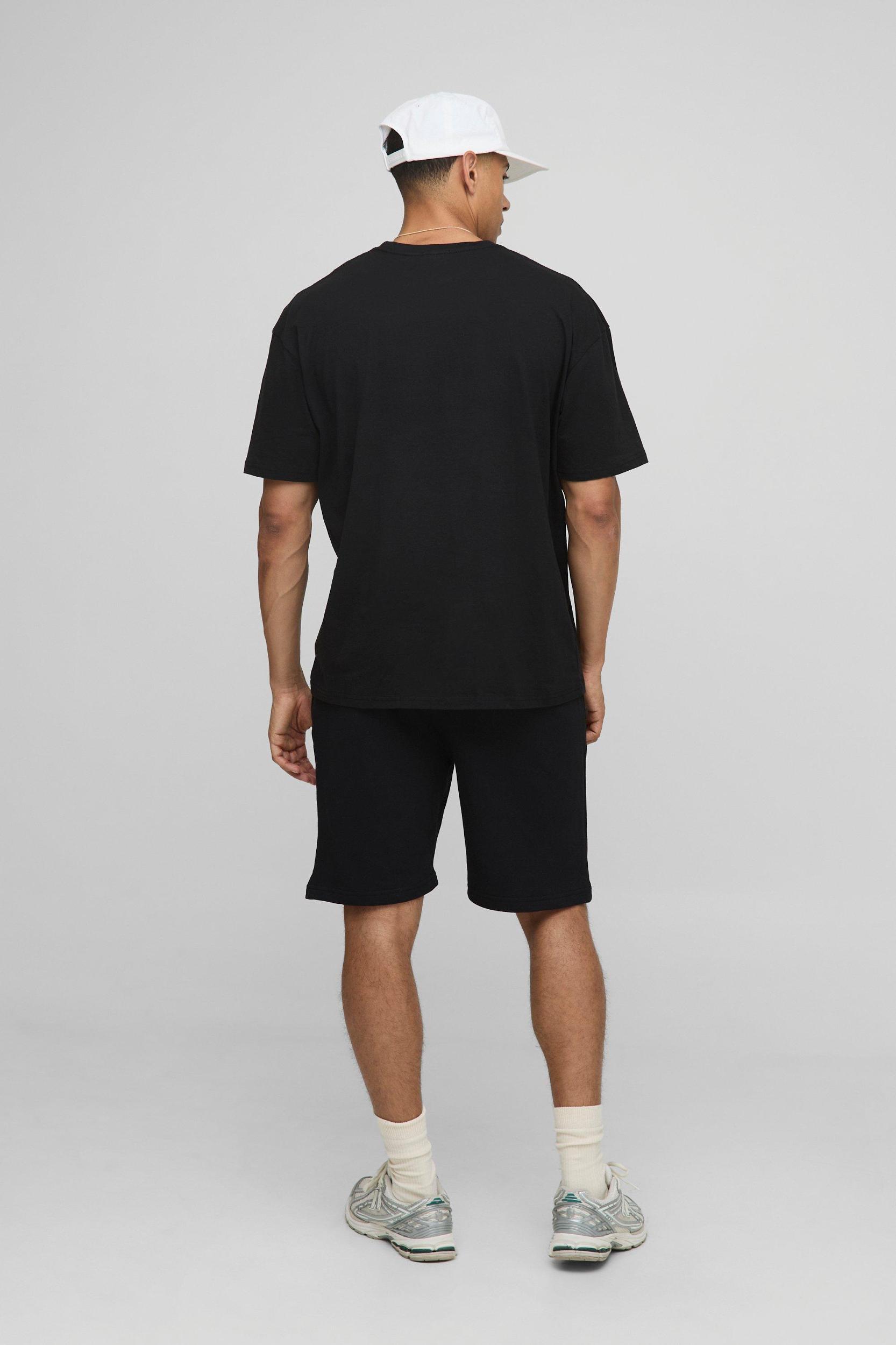 Loose Fit MAN Script Basic Shorts | boohooMAN USA Product Image
