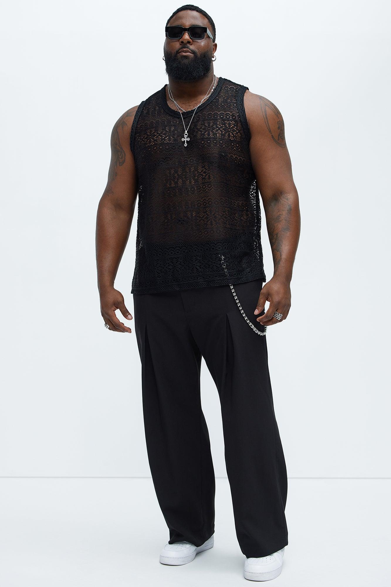 Edson Open Knit Tank - Black Product Image