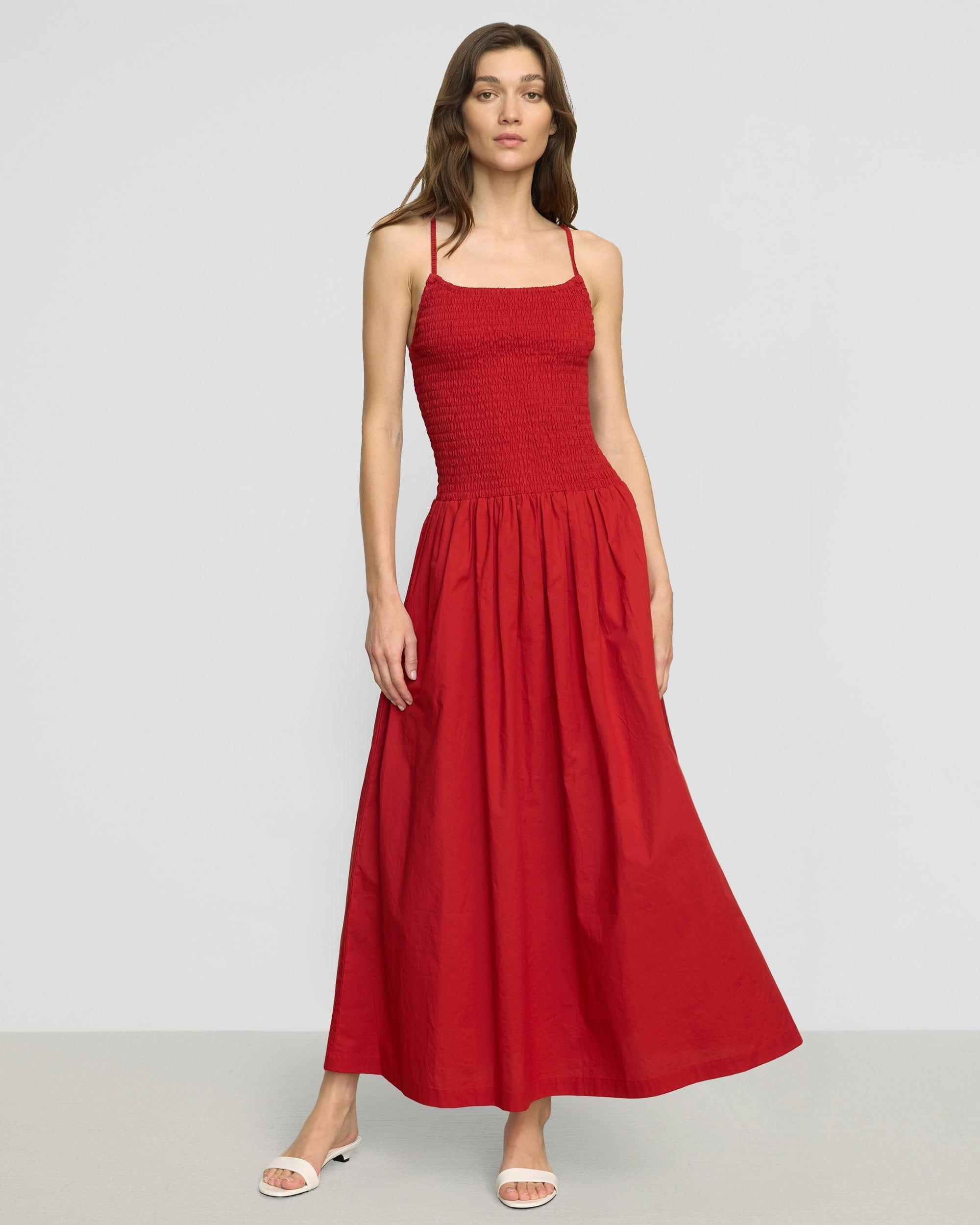 Venus Smocked Organic Cotton Midi Dress Product Image