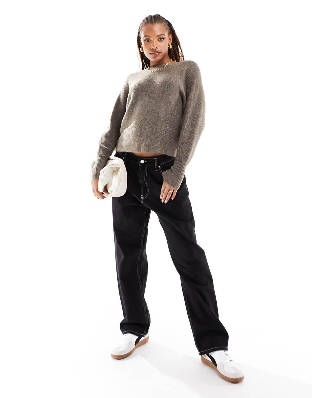Only ribbed wide neck sweater Product Image