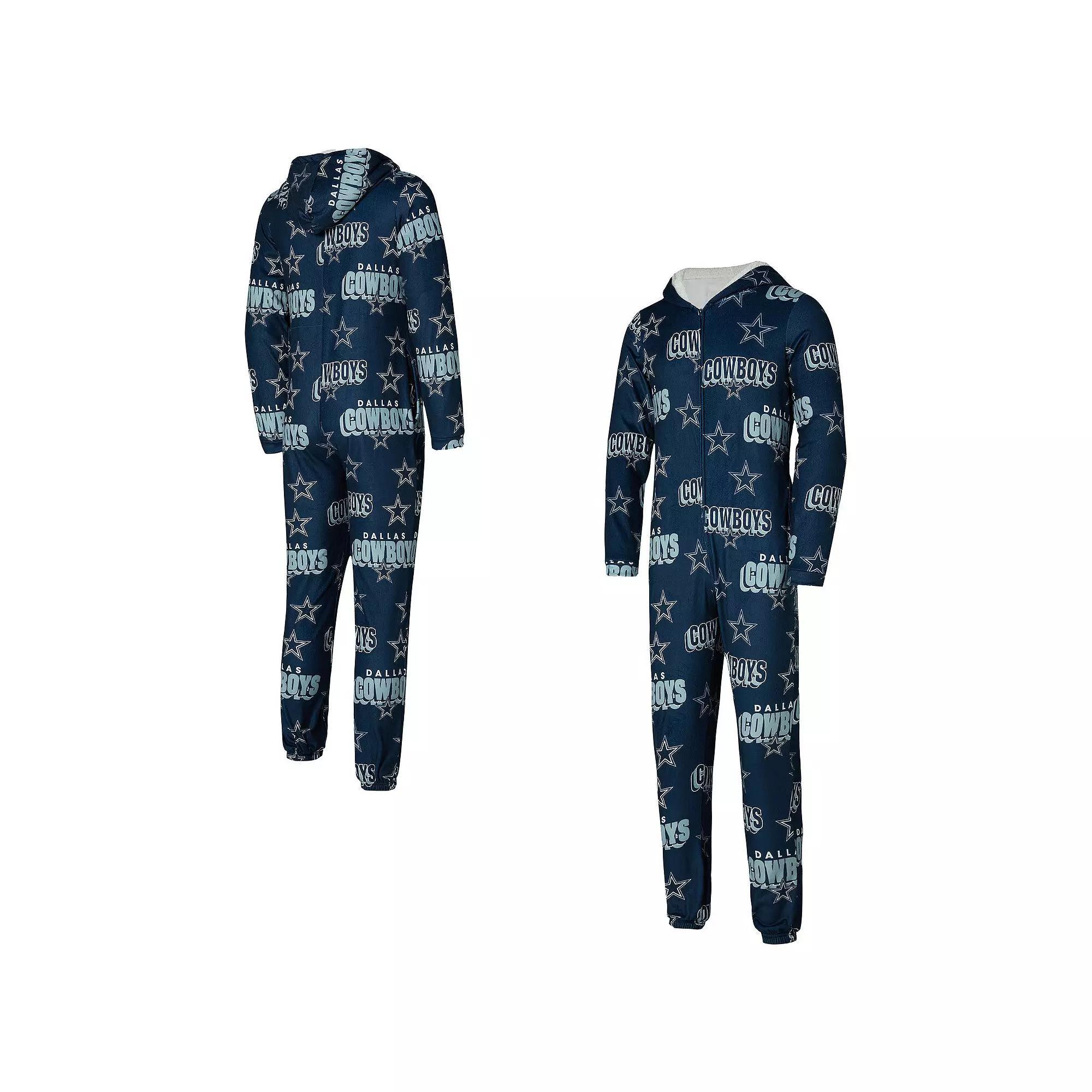 Women's Concepts Sport Navy Dallas Cowboys Roadway Allover Print Microfleece Full-Zip Union Suit, Size: Small, Blue Product Image