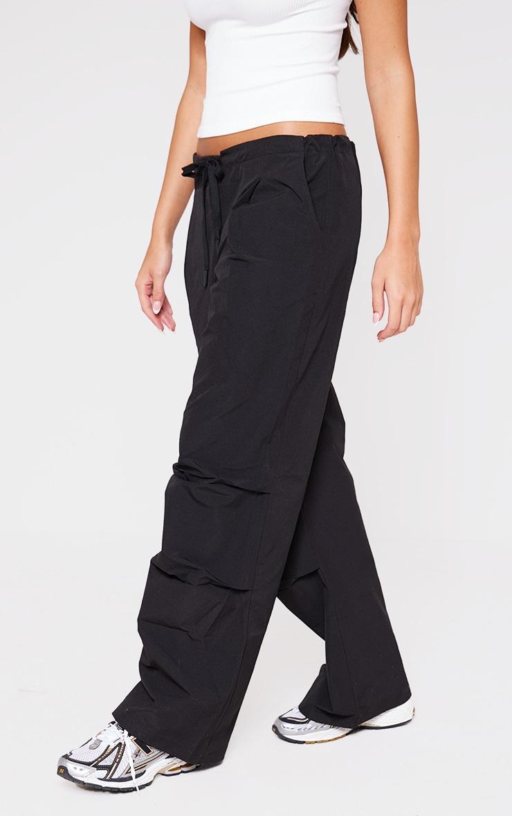 Black Thin Waistband Drawstring Detail Track Pants Product Image