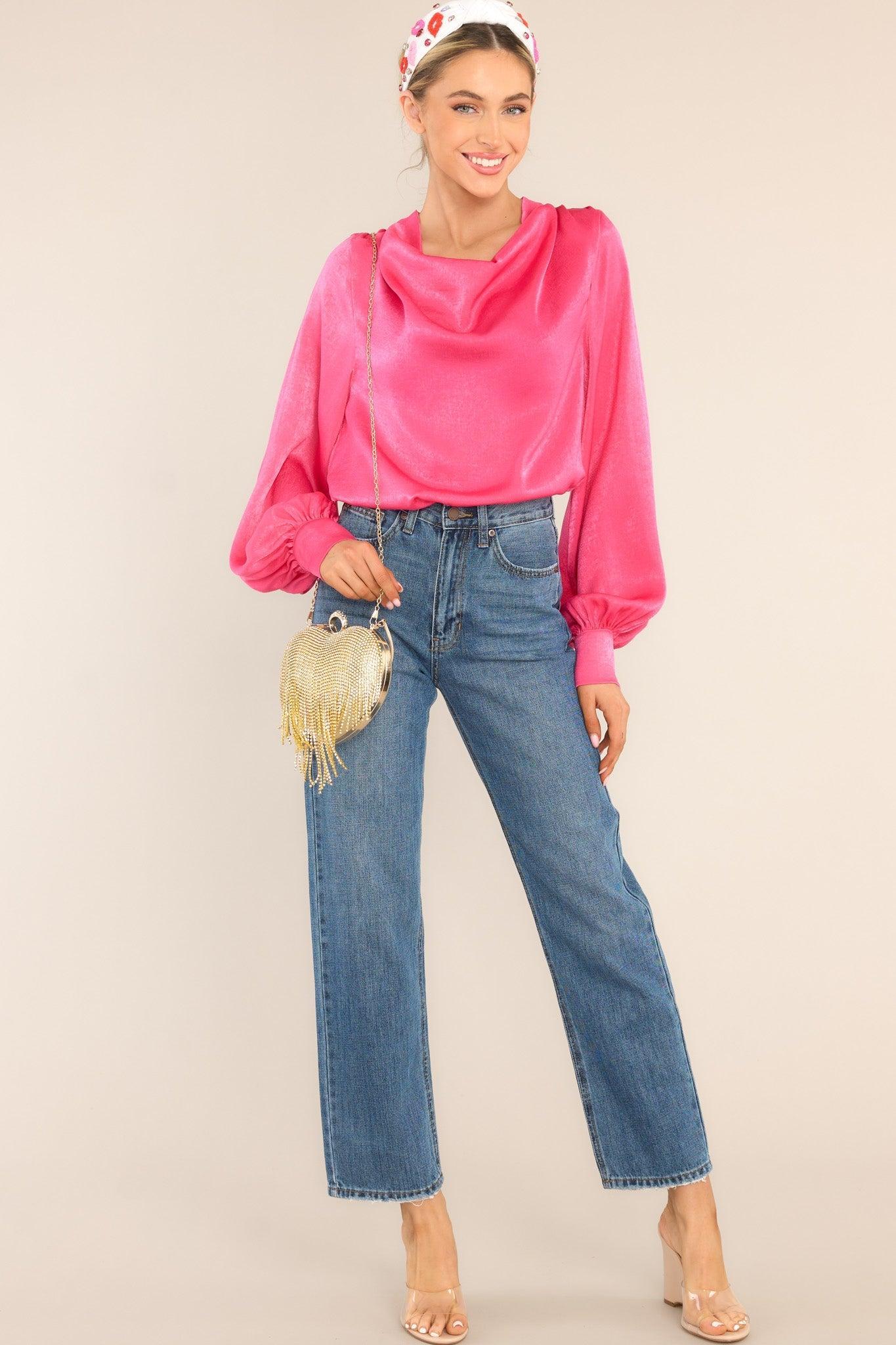 It's My Moment Peony Pink Bow Back Blouse Product Image
