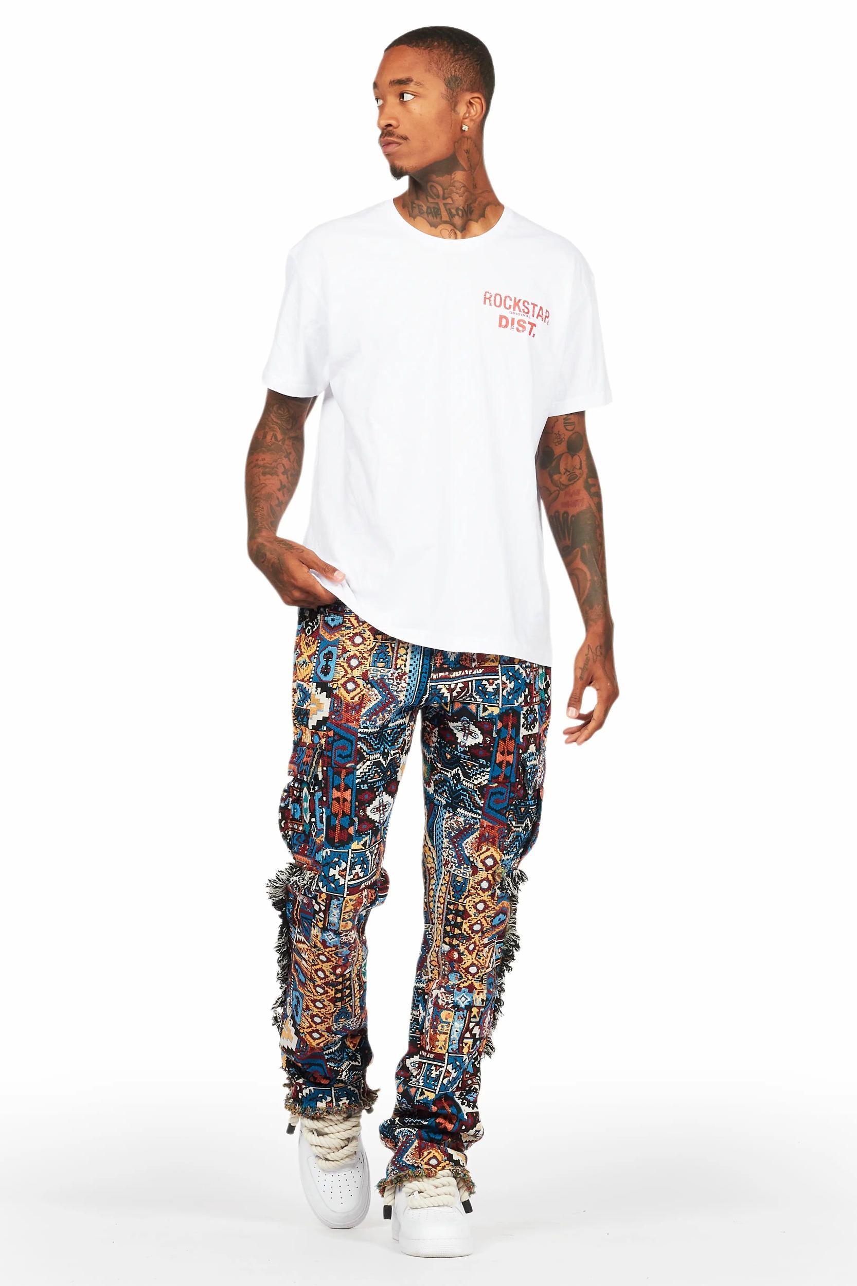 Ayami Blue Slim Tapestry Flare Jean Male Product Image