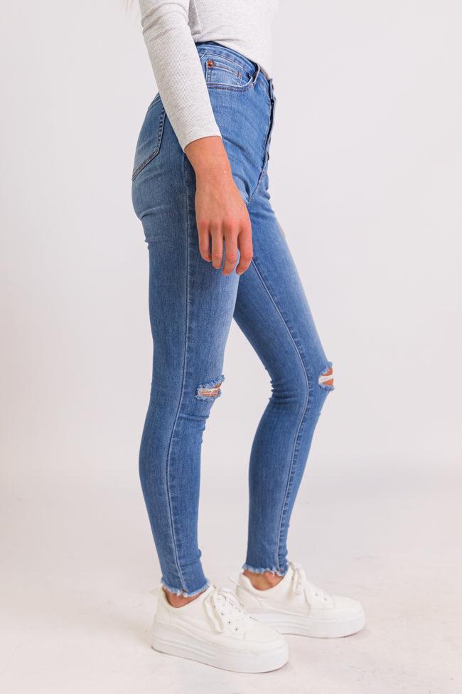 Chelsie Light Wash Busted Knee Tall Jeans FINAL SALE Product Image