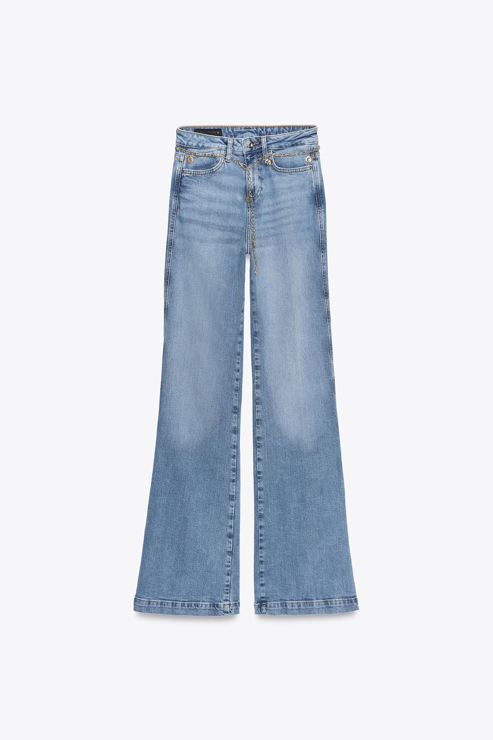 Z1975 HIGH WAIST BOOTCUT JEANS WITH CHAIN BELT Product Image
