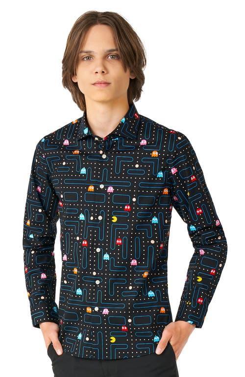 Boys 10-16 OppoSuits Pac-Man Print Button-Down Shirt, Boy's, Black Product Image