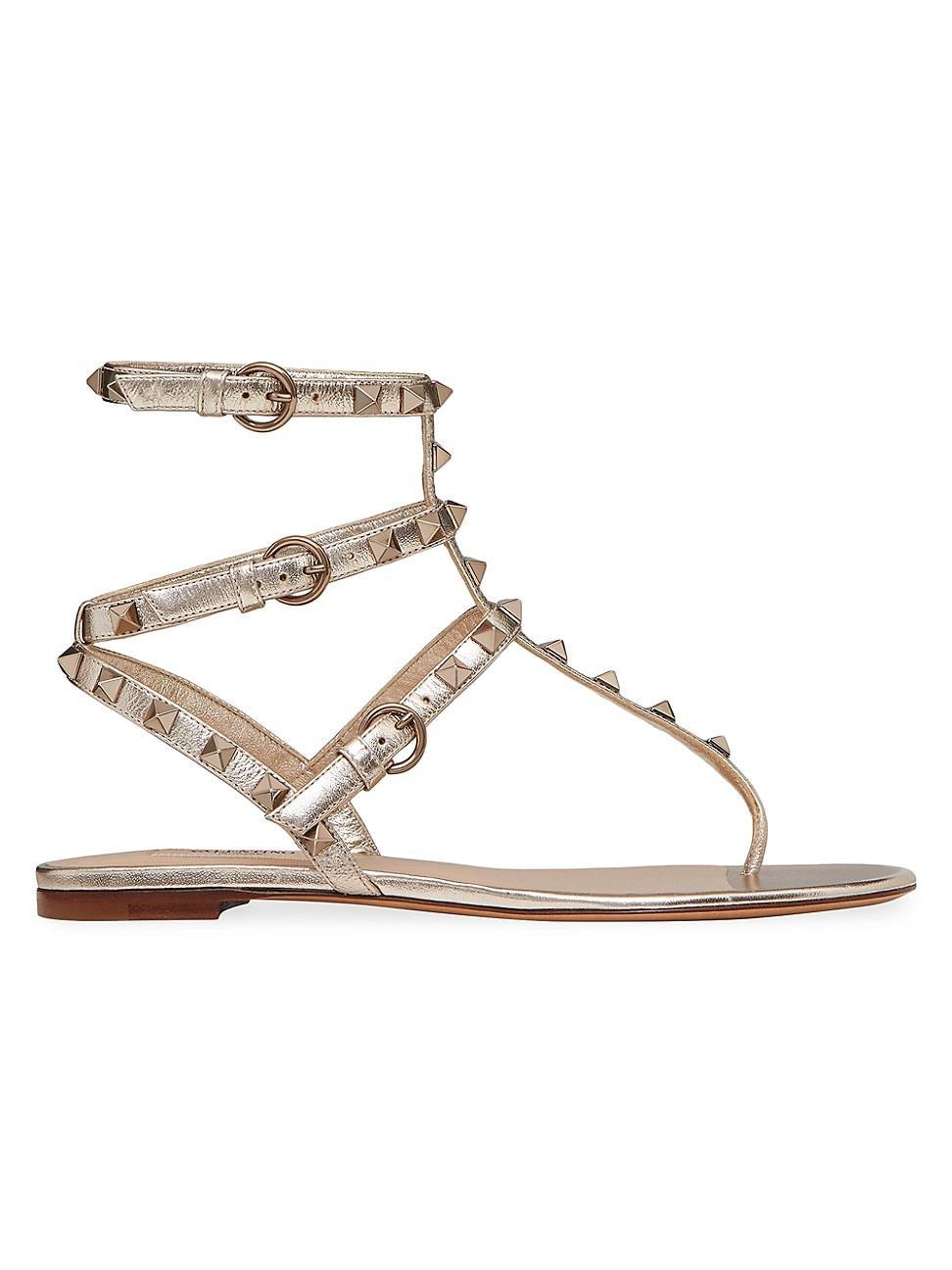 Womens Rockstud Metallic Flat Flip-Flop Sandals Product Image